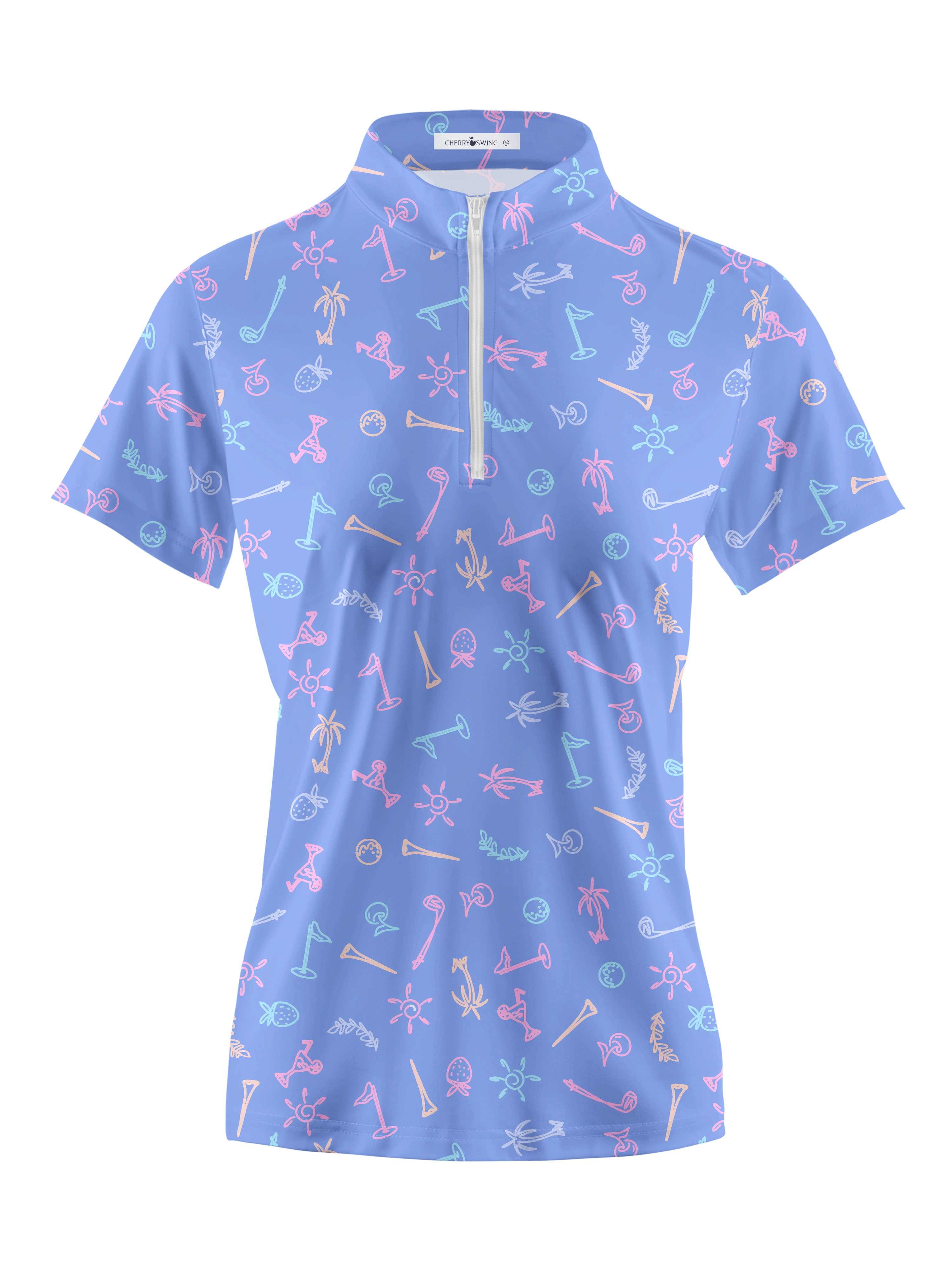 Cherryswing Women's Playful Mix Golf Short Sleeve Polo Shirt