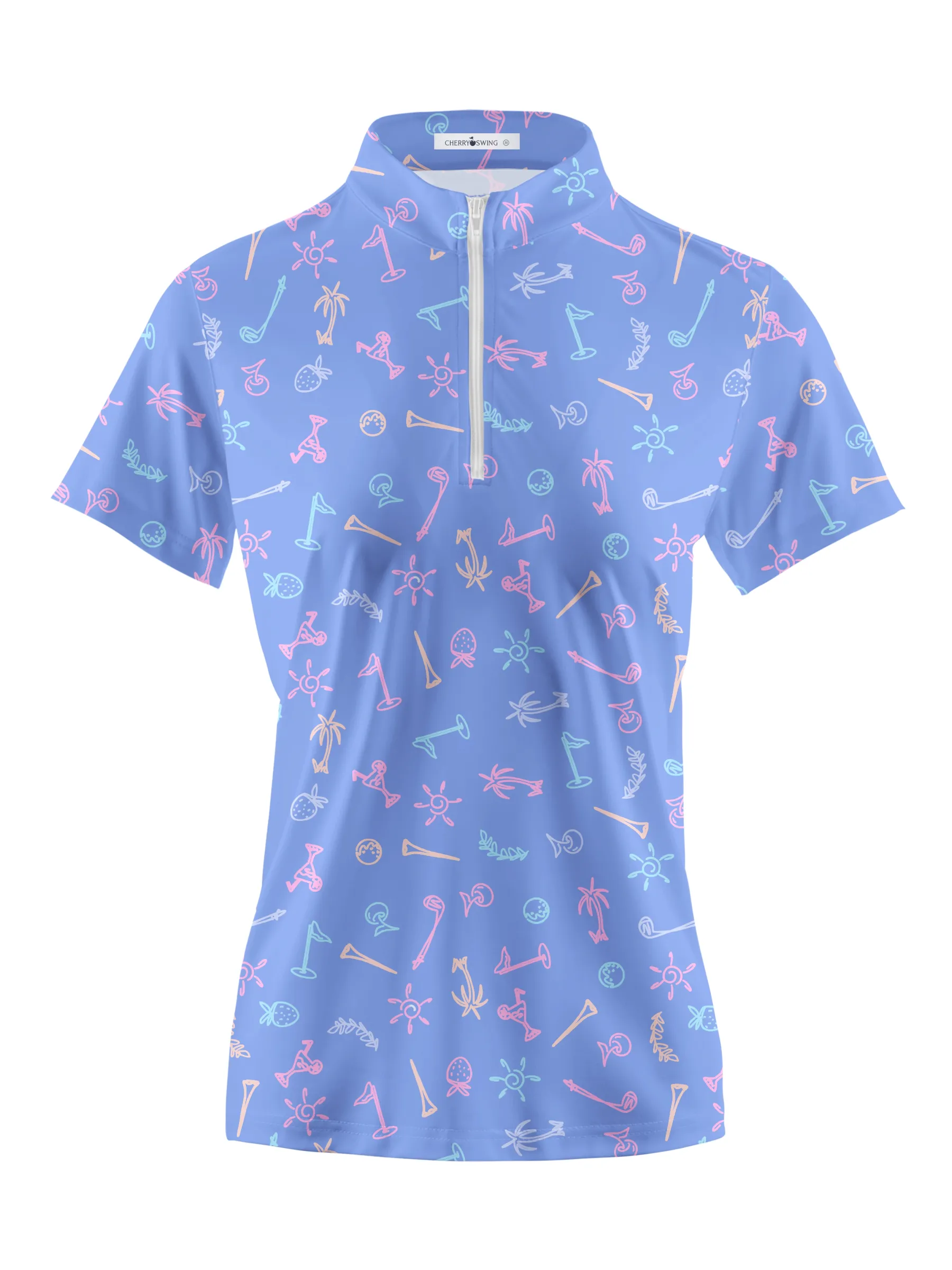 Cherryswing Women's Playful Mix Golf Short Sleeve Polo Shirt