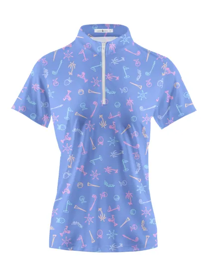 Cherryswing Women's Playful Mix Golf Short Sleeve Polo Shirt
