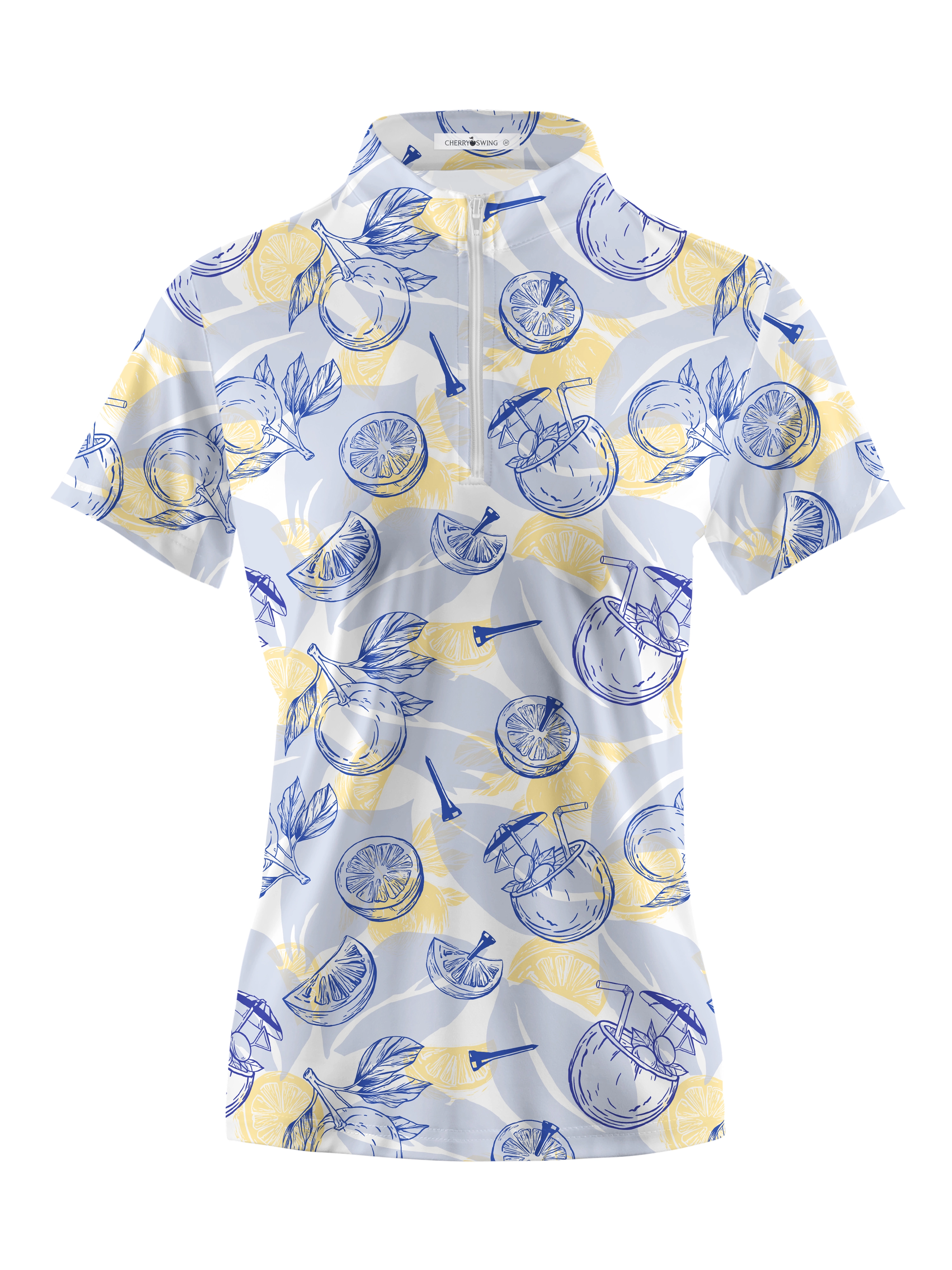 Cherryswing Women's Citrus Cocktails Golf Short Sleeve Polo Shirt