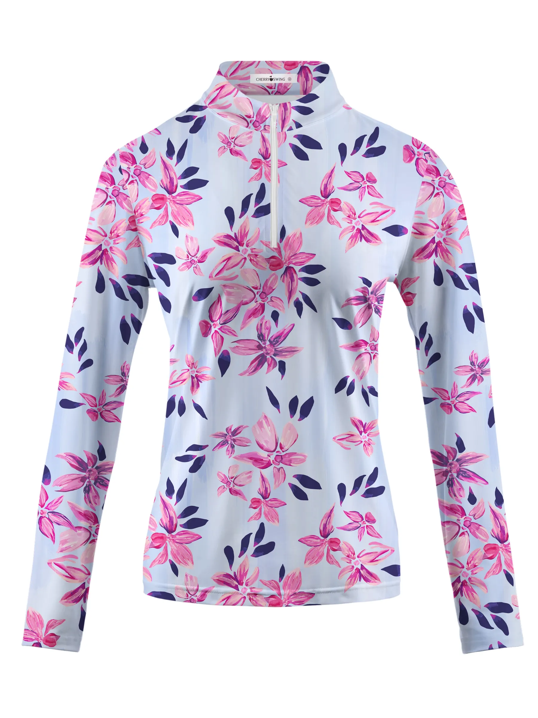 Cherryswing Women's Springtime Garden Golf Long Sleeve Polo Shirt