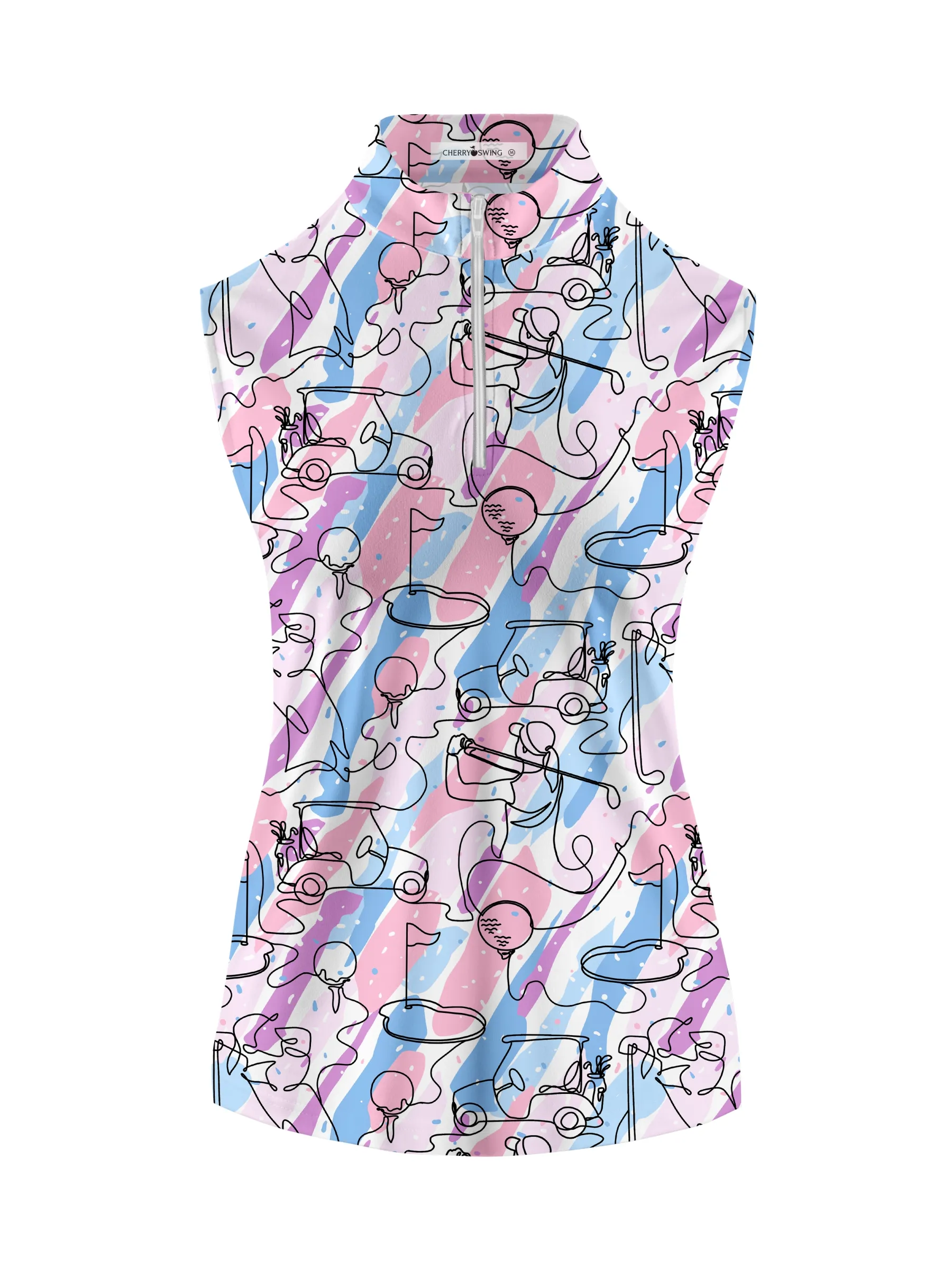 Cherryswing Women's Party in Course Golf Sleeveless Polo Shirt