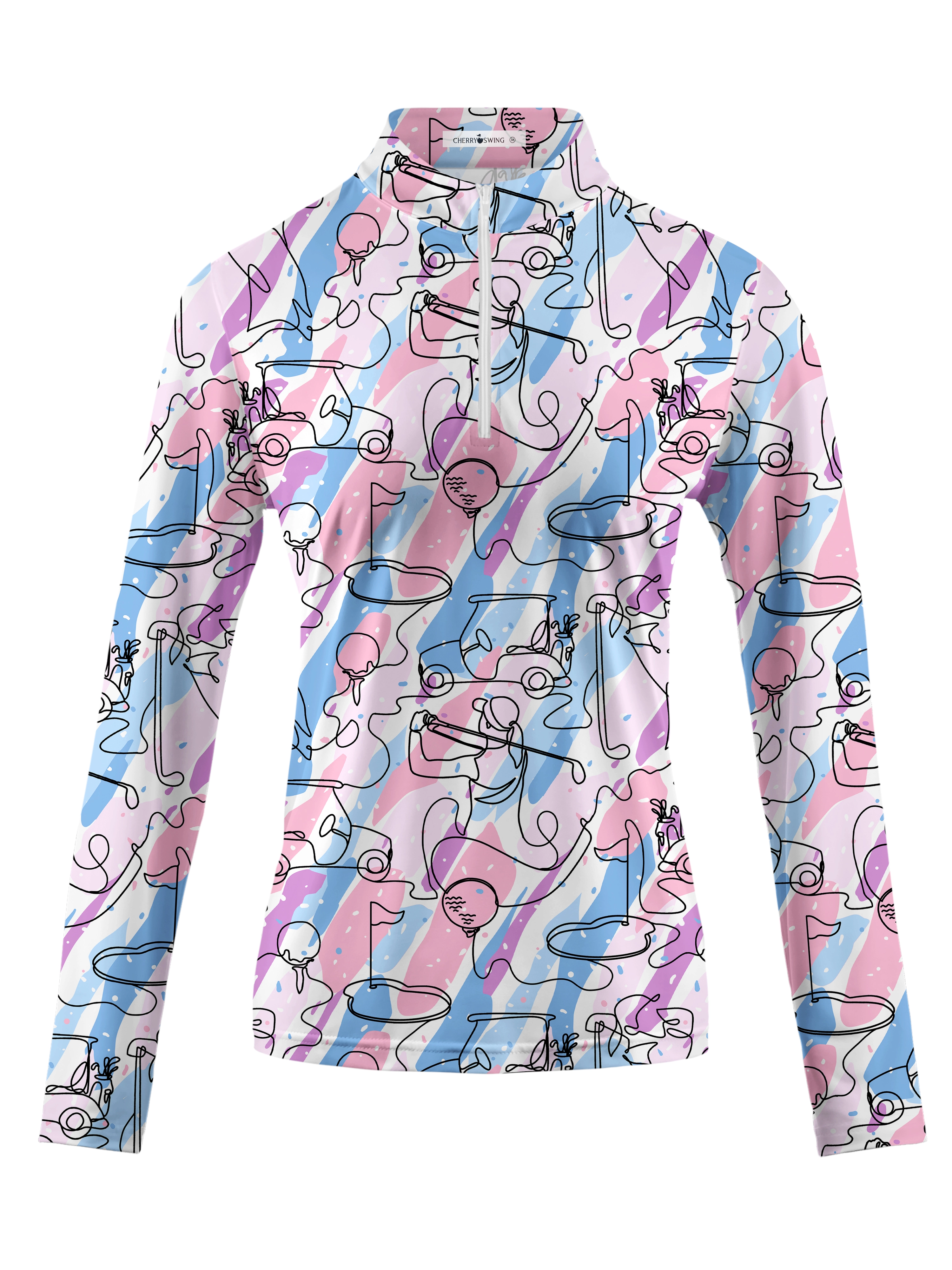 Cherryswing Women's Party in Course Golf Long Sleeve Polo Shirt