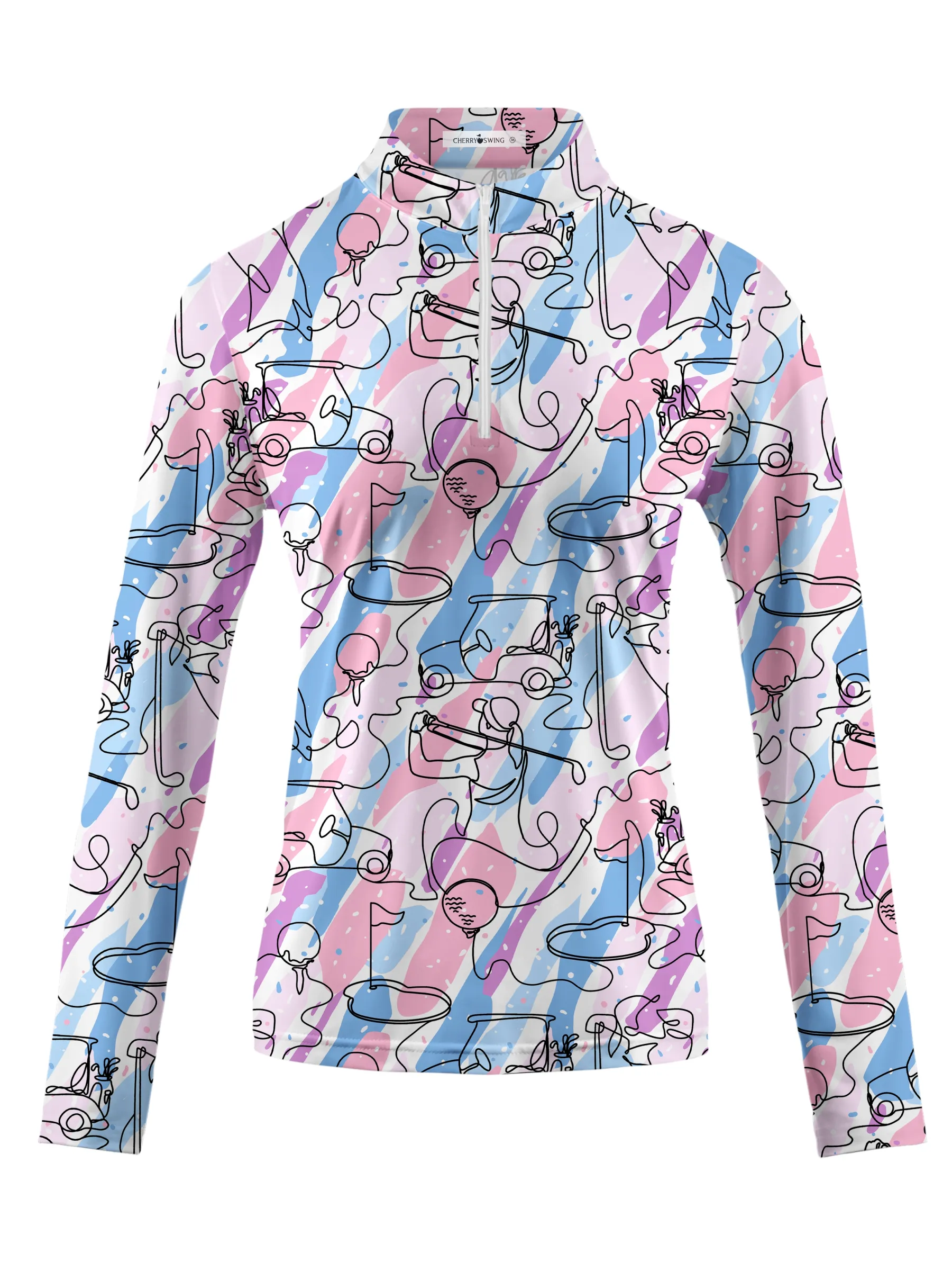 Cherryswing Women's Party in Course Golf Long Sleeve Polo Shirt