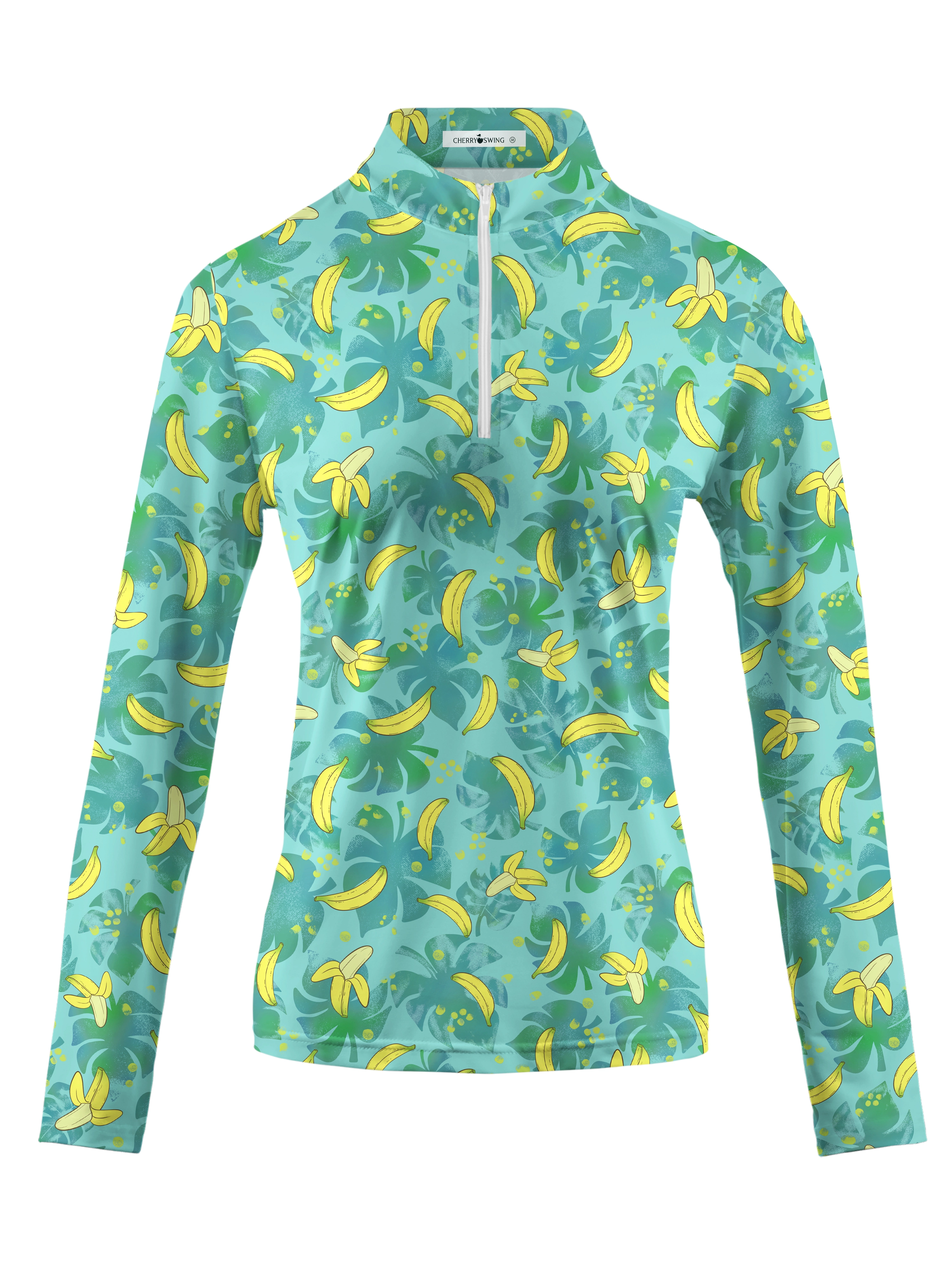 Cherryswing Women's Hawaiian Banana Golf Long Sleeve Polo Shirt