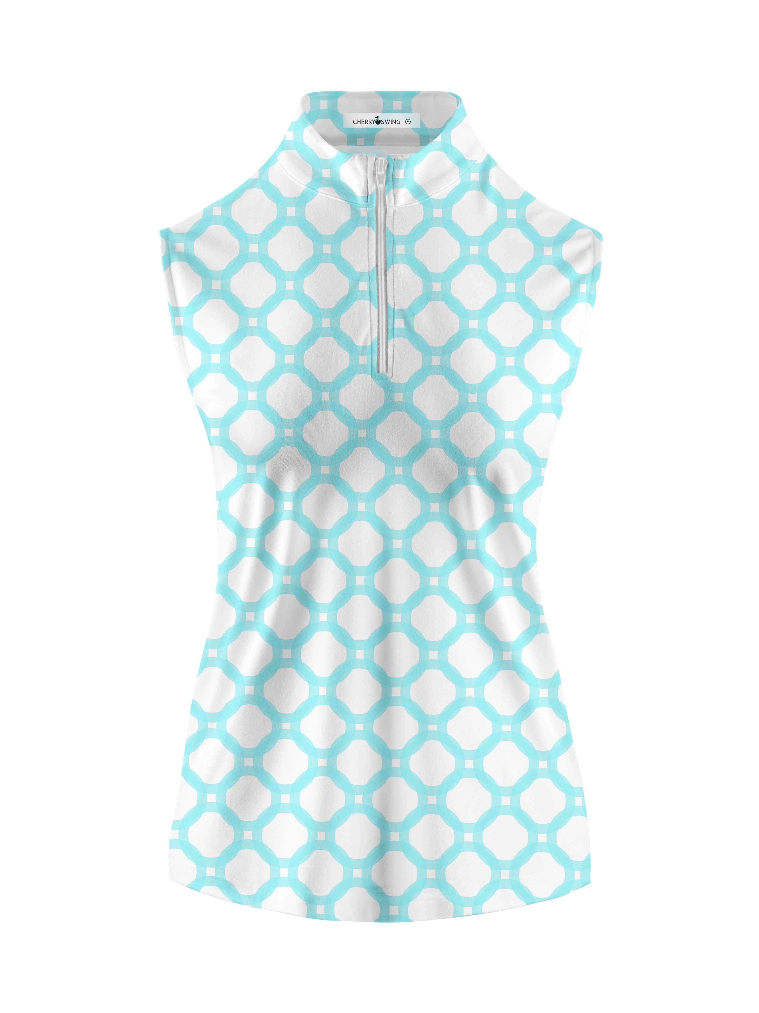 Cherryswing Women's Interlocking Geometric Golf Sleeveless Polo Shirt