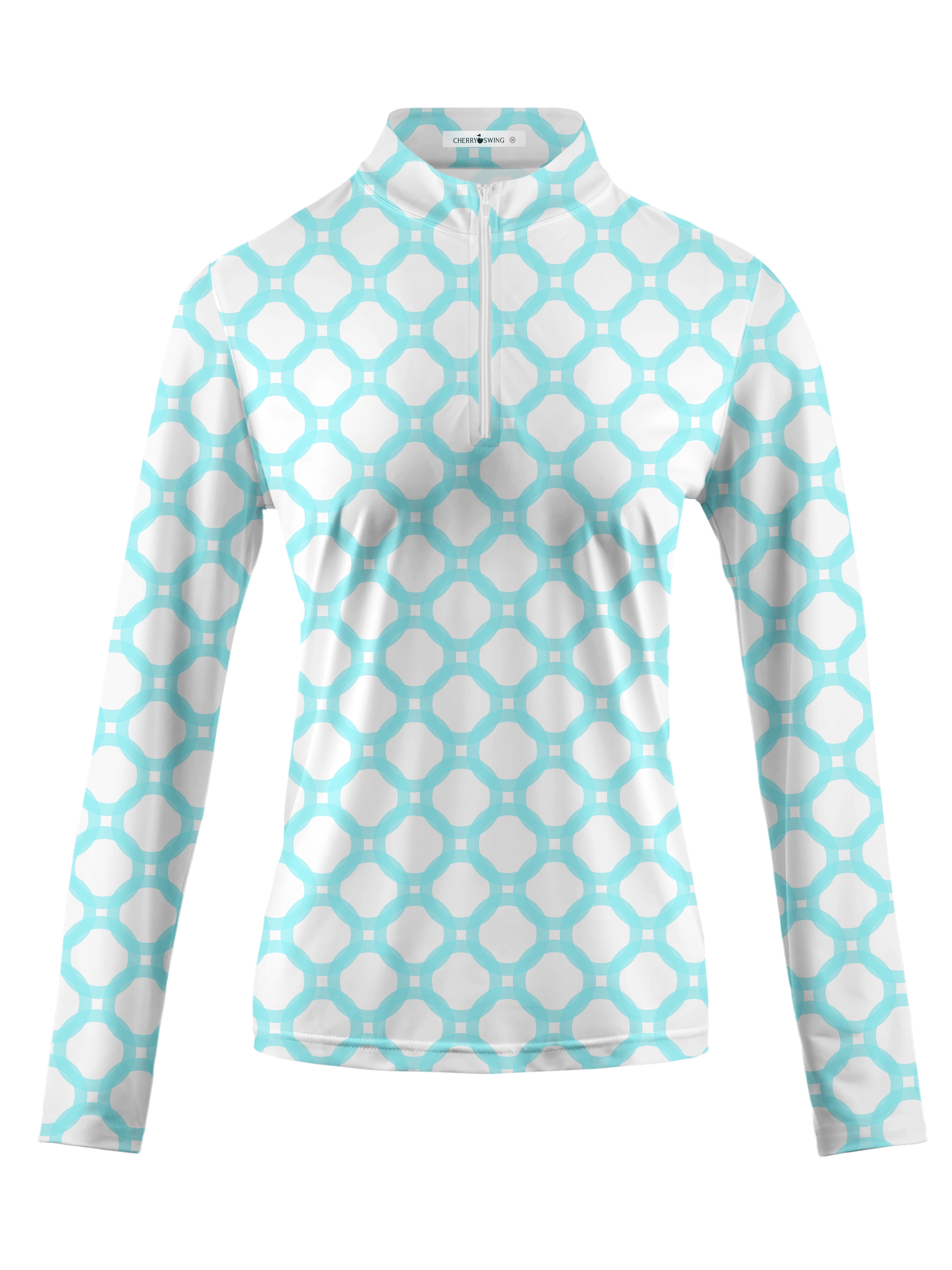 Cherryswing Women's Interlocking Geometric Golf Long Sleeve Polo Shirt
