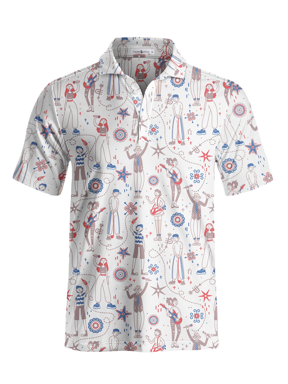 Cherryswing Doodle PatternMen's Polo Shirt
