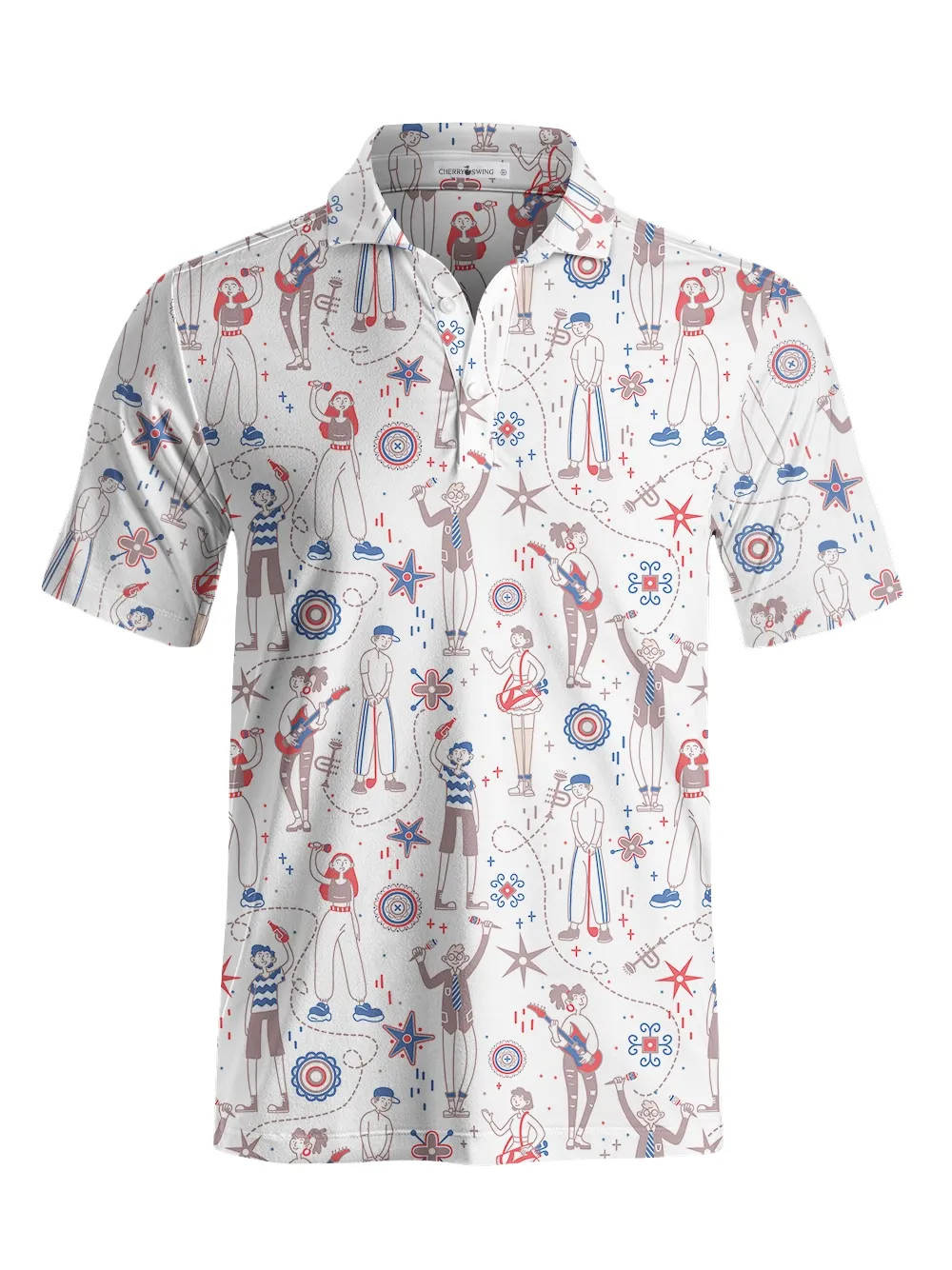 Cherryswing Doodle PatternMen's Polo Shirt