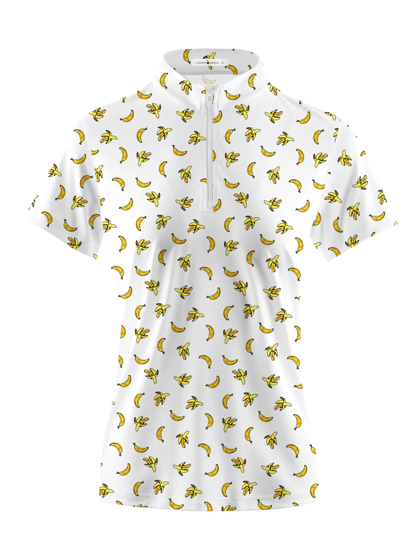 Cherryswing Women's Banana Print Short Sleeve Polo Shirt