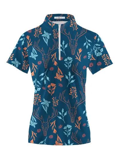 Cherryswing Women's Mystical Forest Short Sleeve Polo Shirt