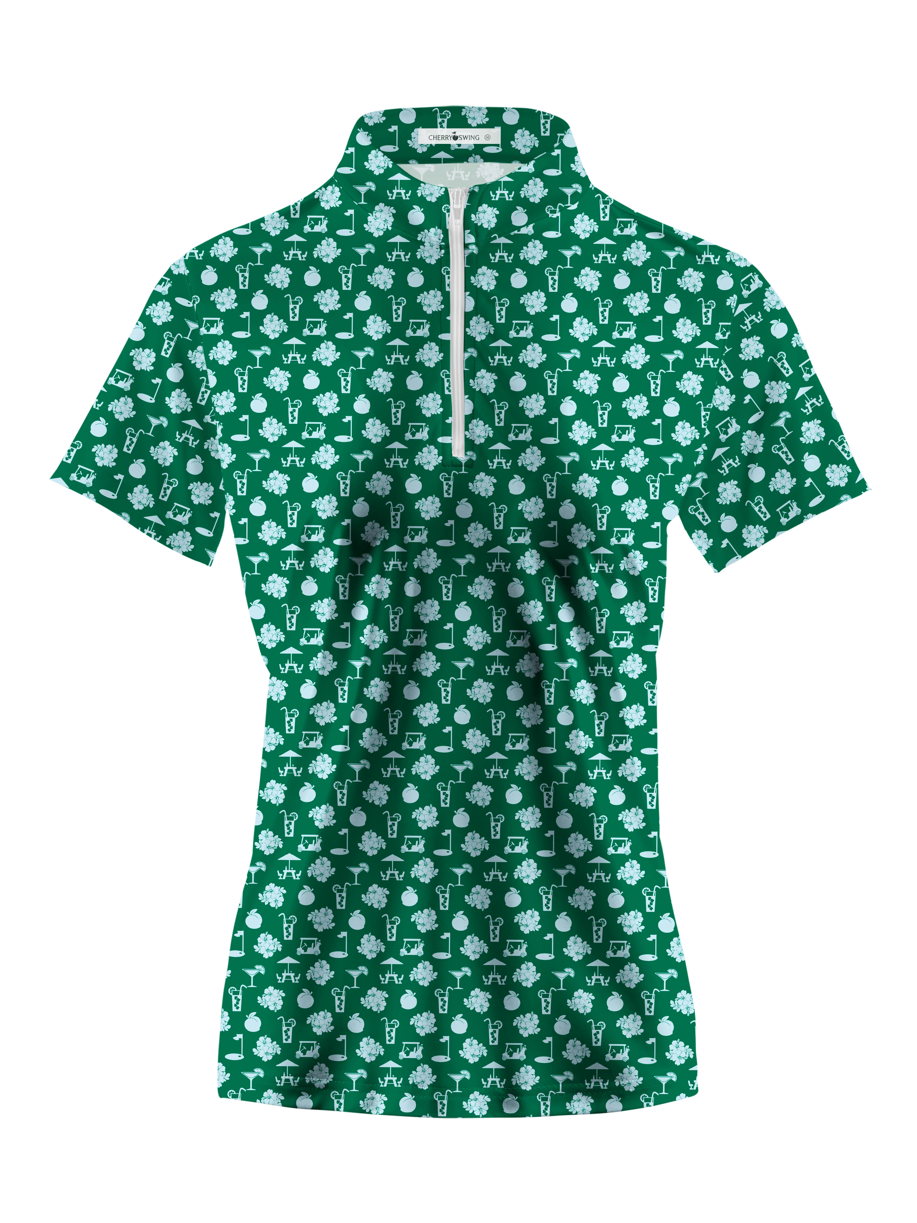 Cherryswing Women's Green Entertainment Short Sleeve Polos