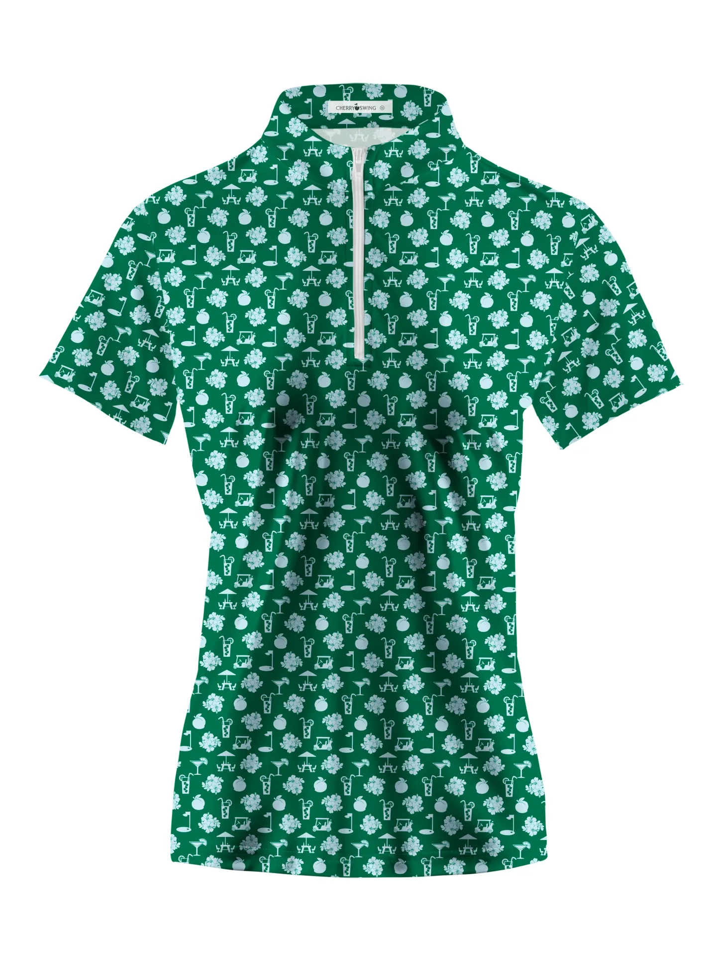 Cherryswing Women's Green Entertainment Short Sleeve Polos