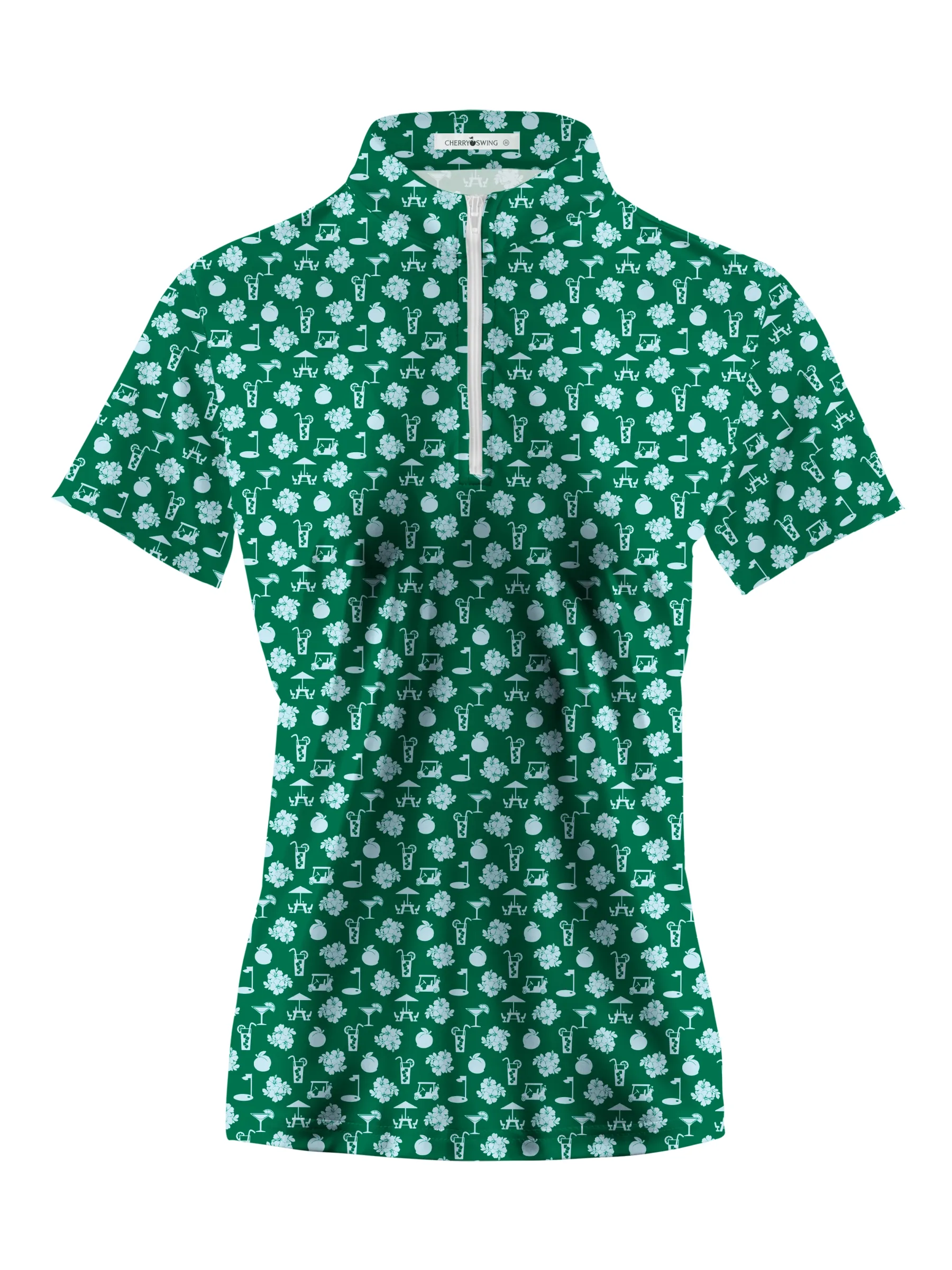 Cherryswing Women's Green Entertainment Short Sleeve Polos