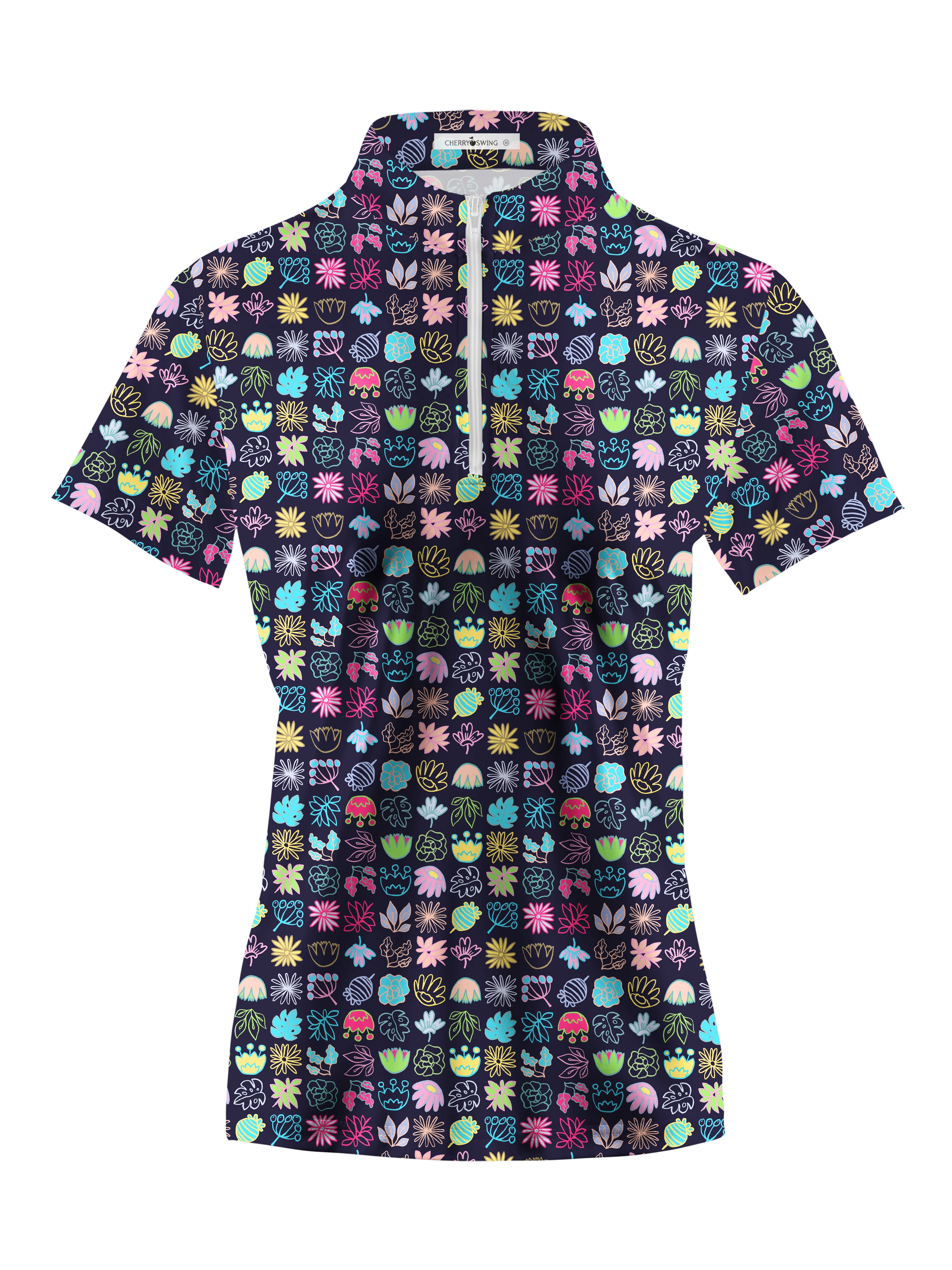 Cherryswing Women's Modern Art Short Sleeve Polos