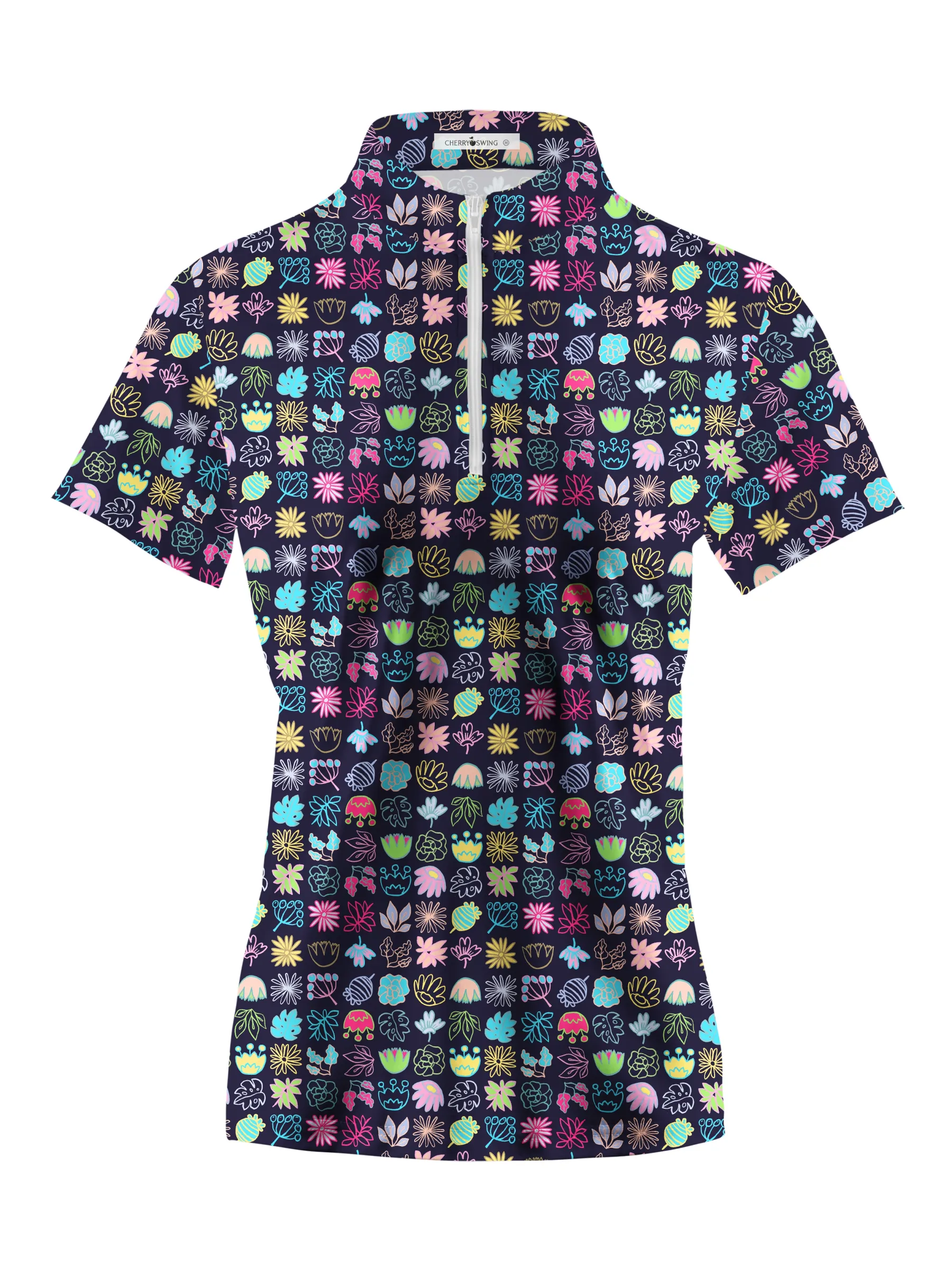 Cherryswing Women's Modern Art Short Sleeve Polos