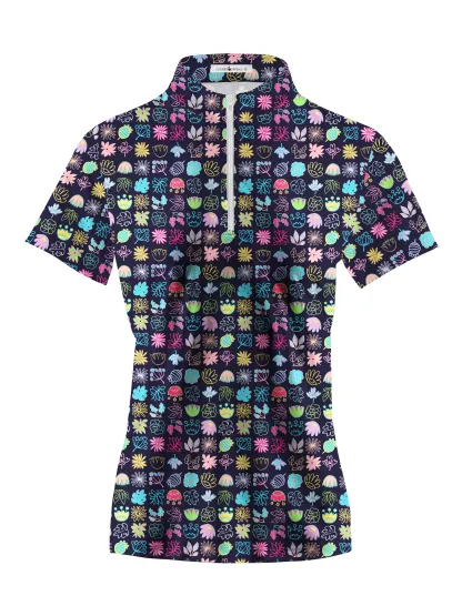 Cherryswing Women's Modern Art Short Sleeve Polos