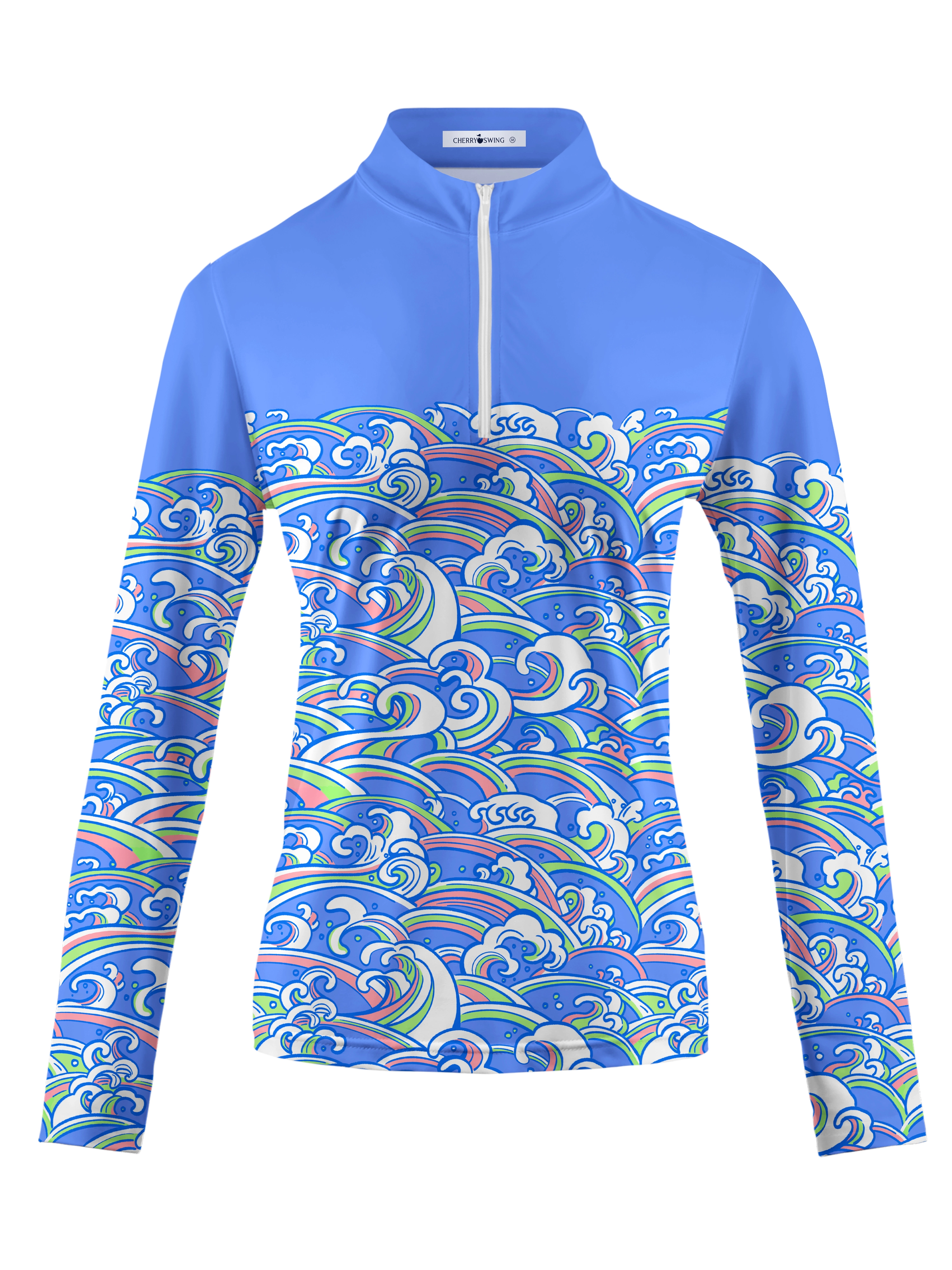 Cherryswing Women's Energy of Ocean Long Sleeve Polo Shirt