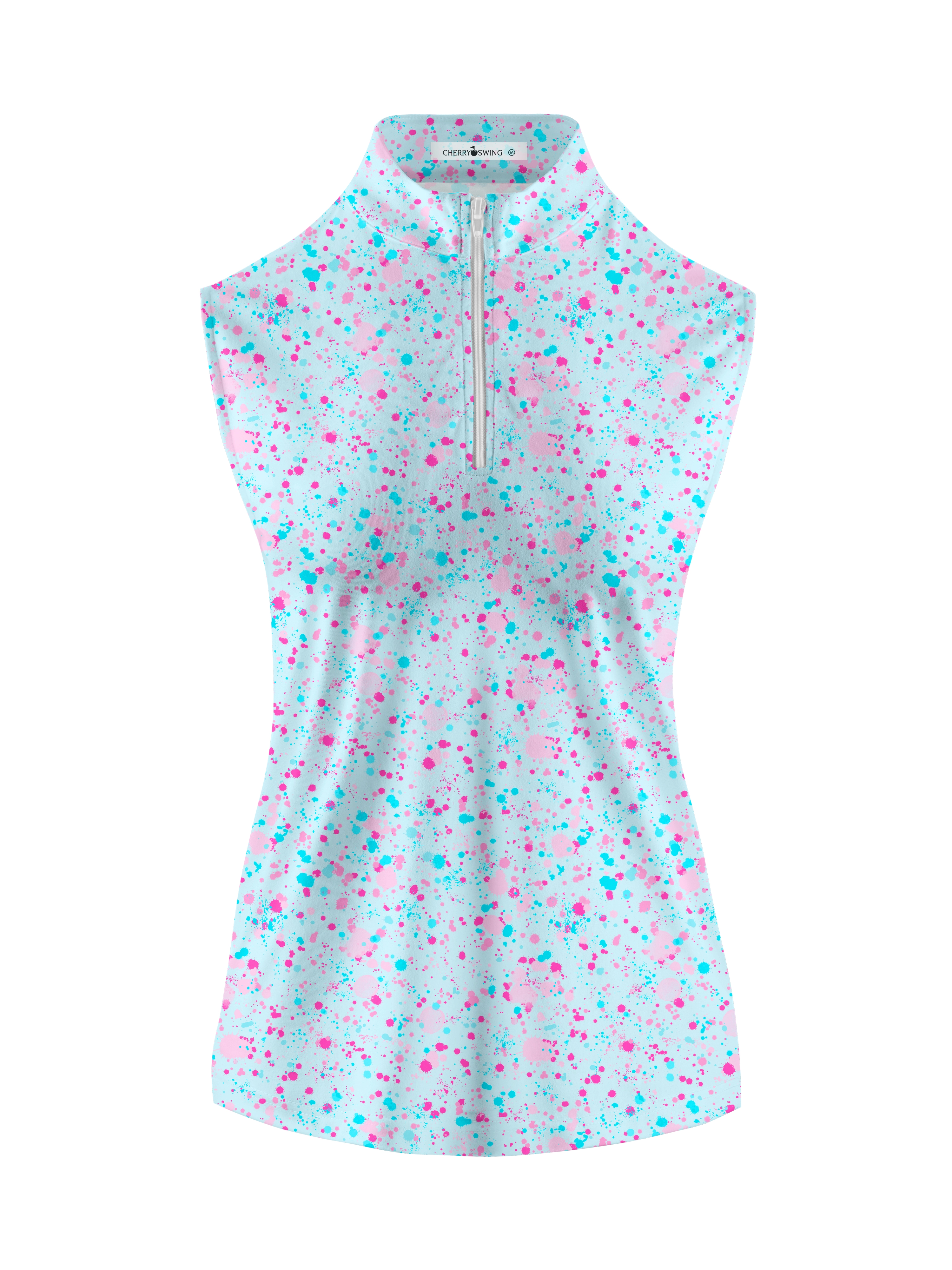 Cherryswing Women's Confetti Celebration Golf Sleeveless Polo Shirt