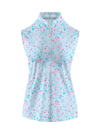 Cherryswing Women's Confetti Celebration Golf Sleeveless Polo Shirt