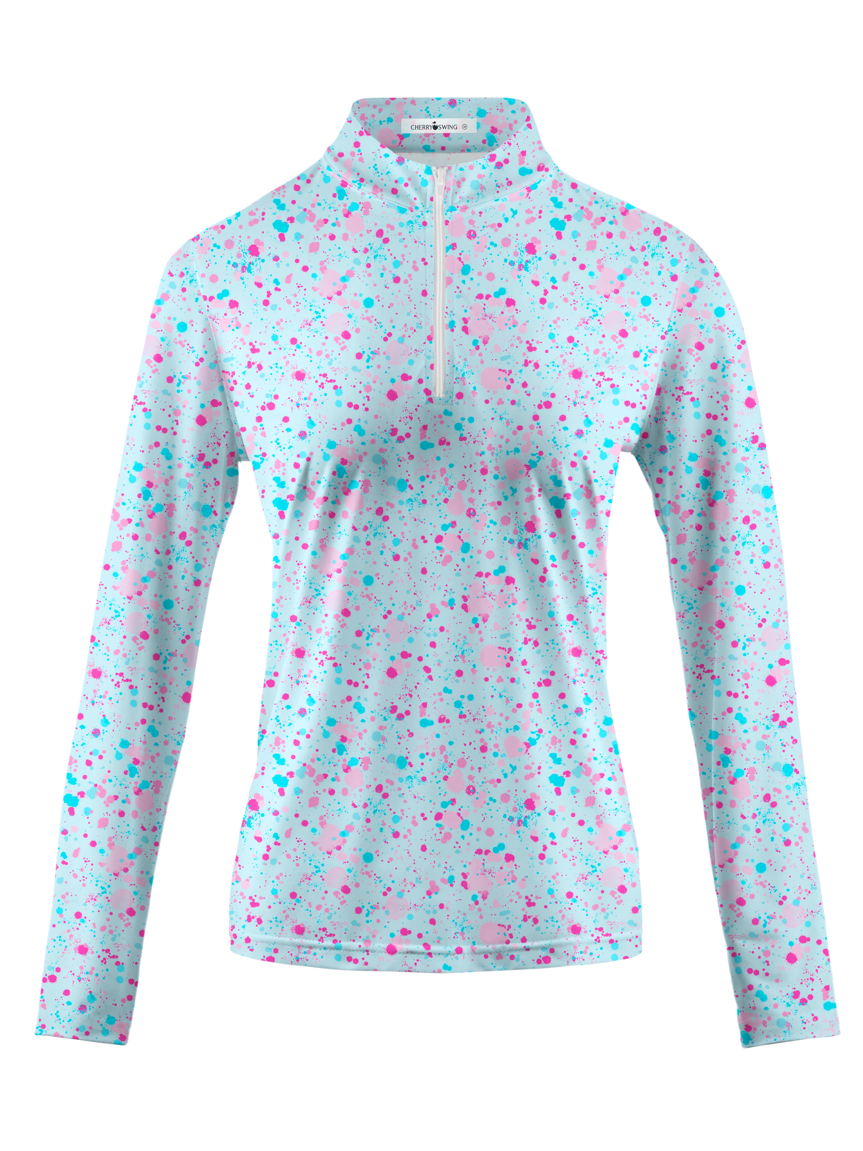 Cherryswing Women's Confetti Celebration Long Sleeve Polo Shirt