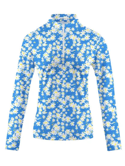 Cherryswing Women's Breathable 1/4 Zip Long Sleeve Polo Shirt