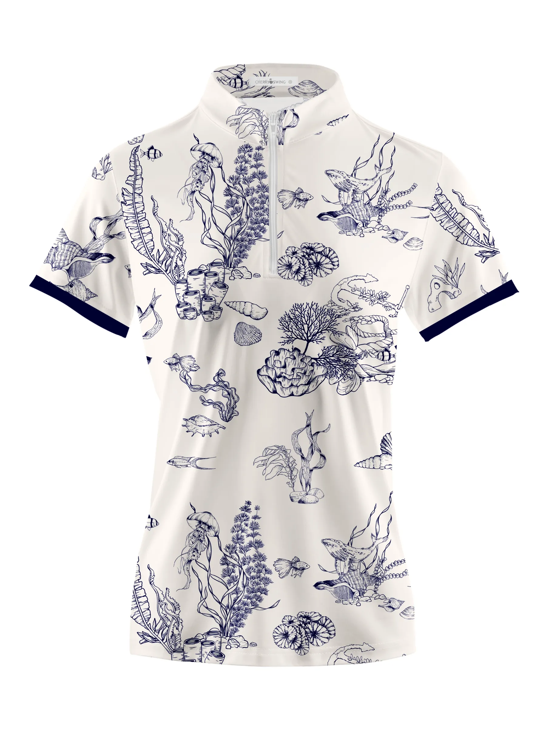 Cherryswing Women's Whimsical Nature Short Sleeve Polos