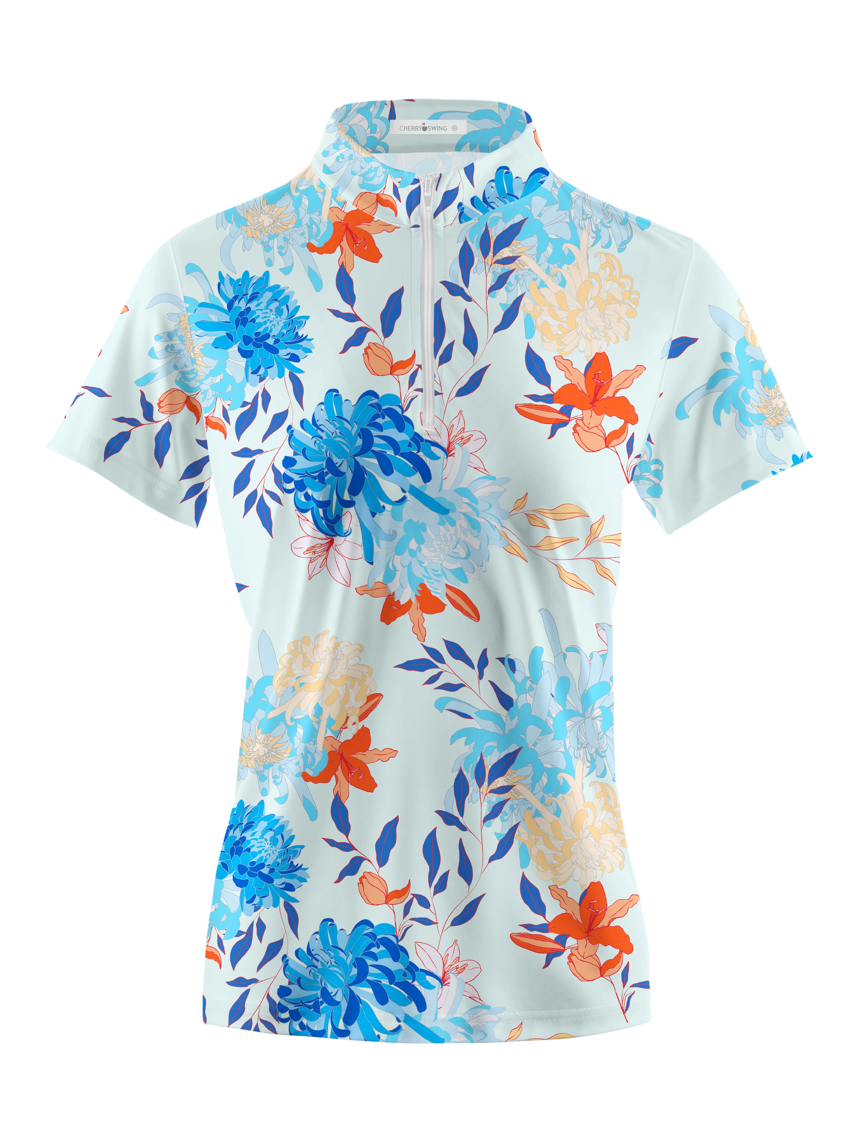 Cherryswing Women's Vivid Floral Short Sleeve Polos