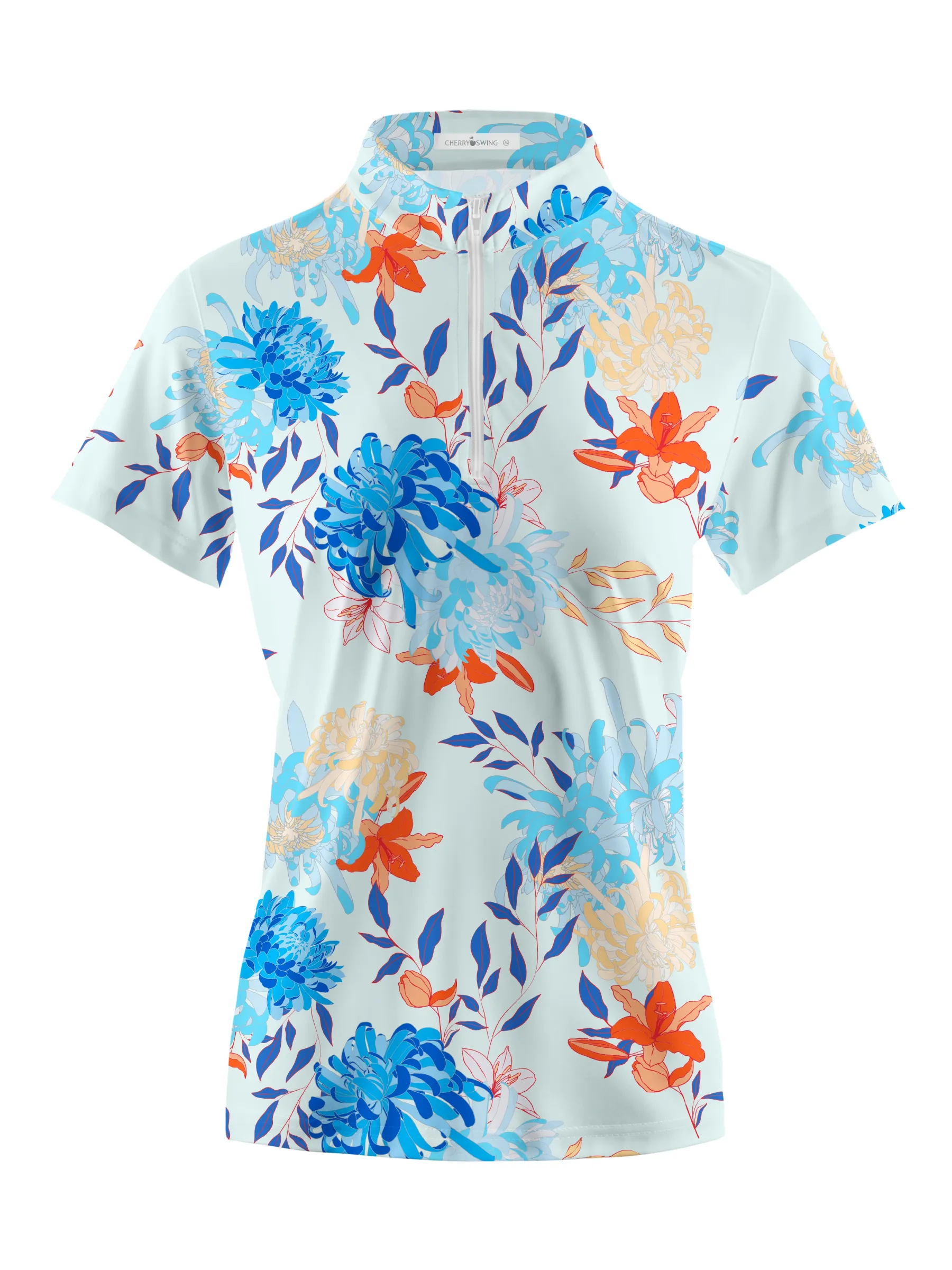 Cherryswing Women's Vivid Floral Short Sleeve Polos