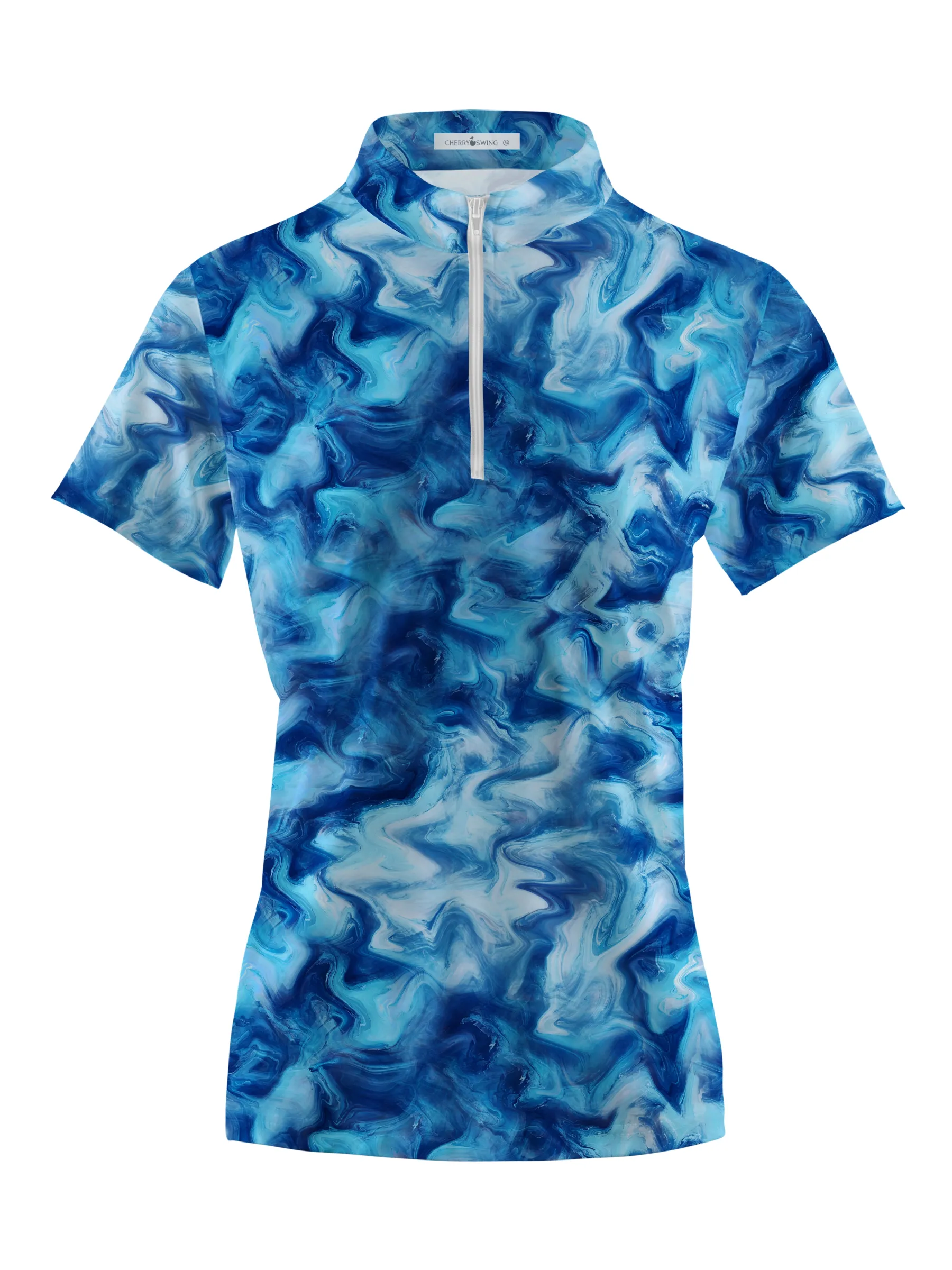 Cherryswing Women's Ocean Waves Short Sleeve Polos