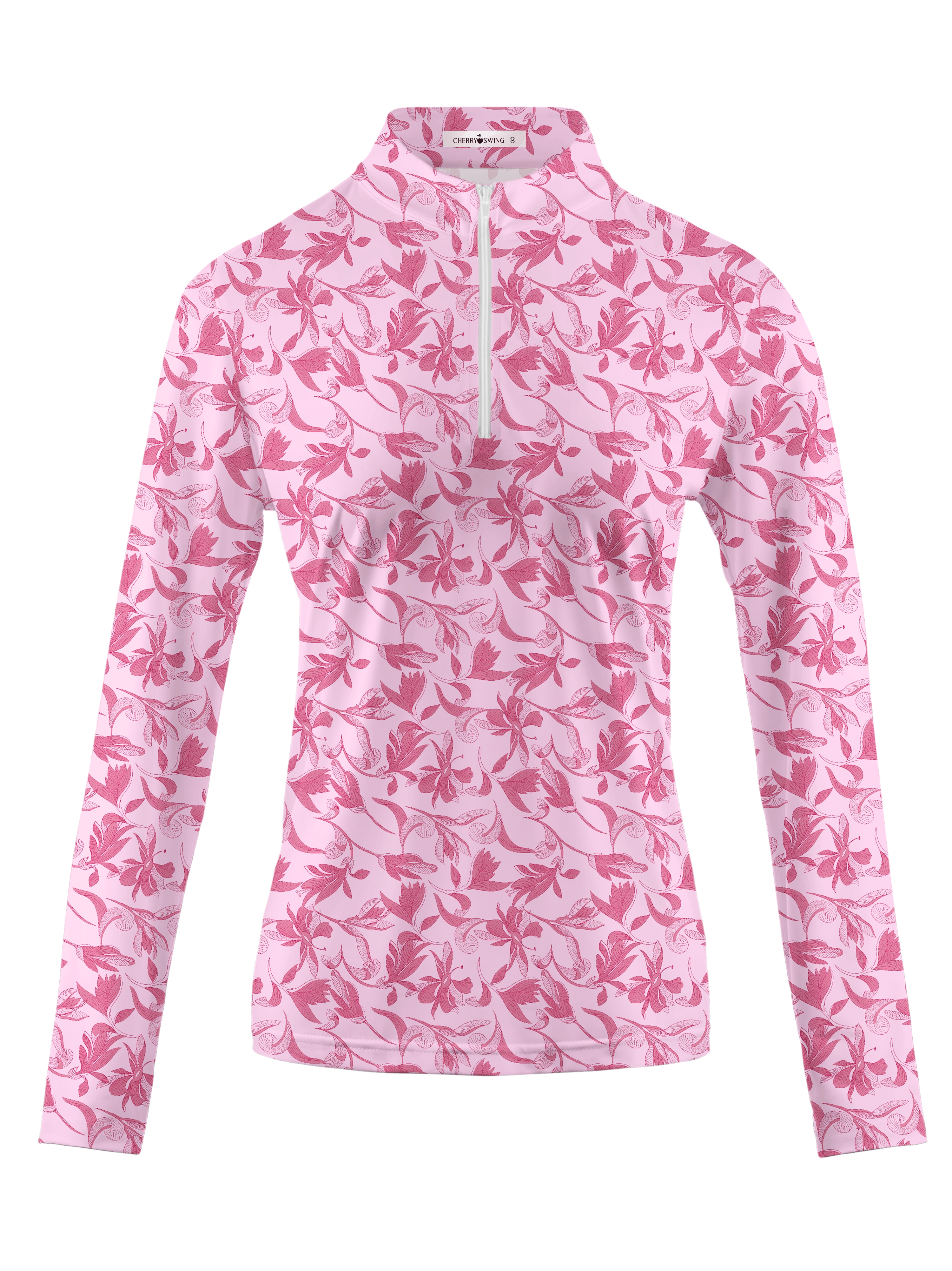 Cherryswing Women's Blossom Print Long Sleeve Polo Shirt