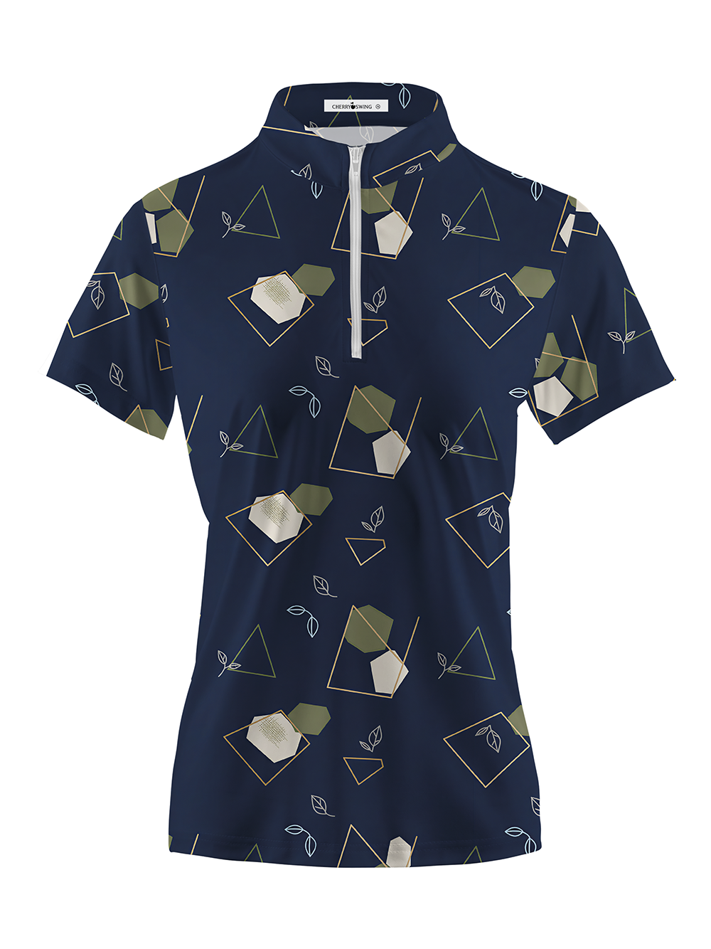 Cherryswing Women's Geo Leaf Short Sleeve Polos