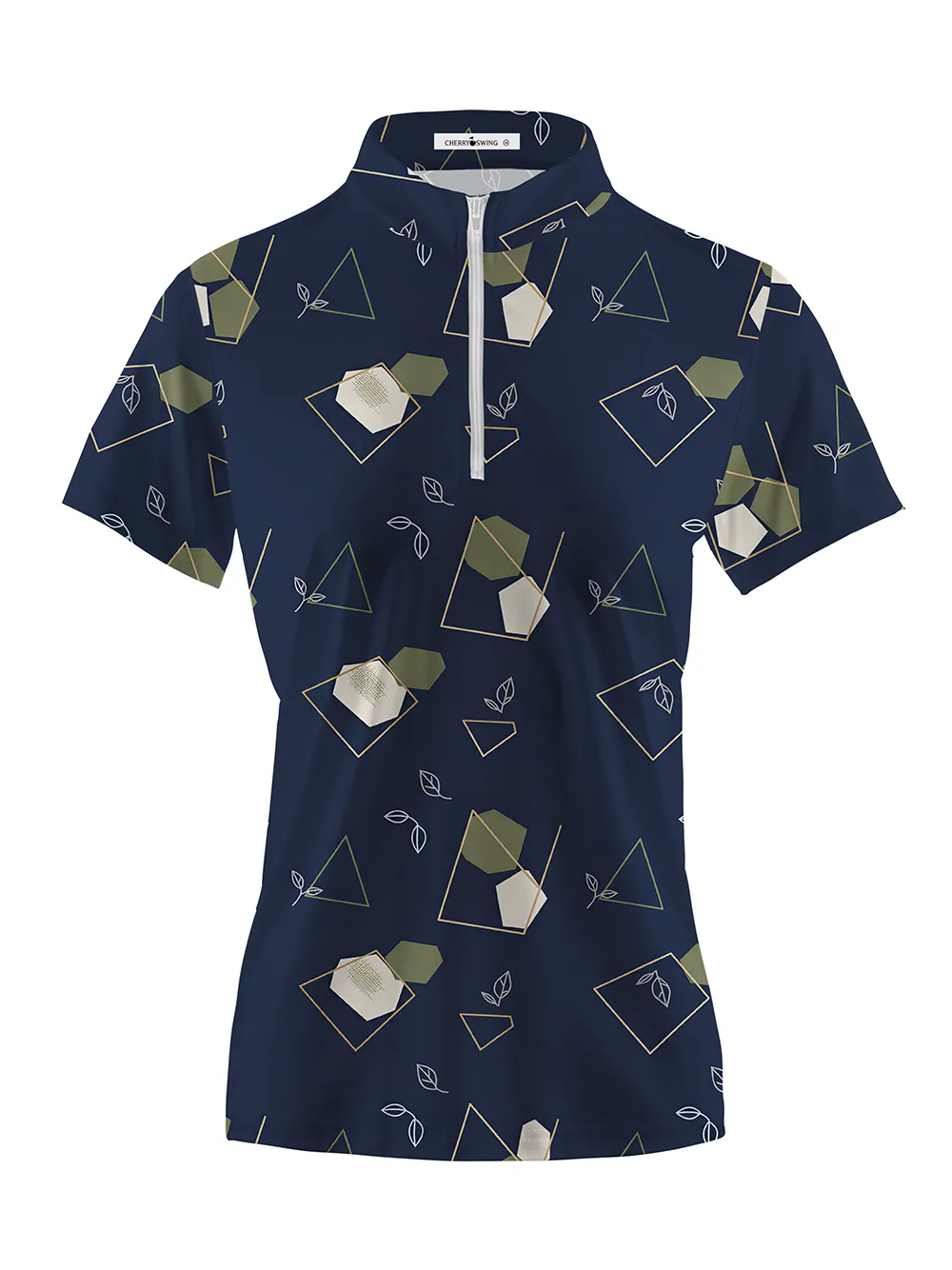 Cherryswing Women's Geo Leaf Short Sleeve Polos