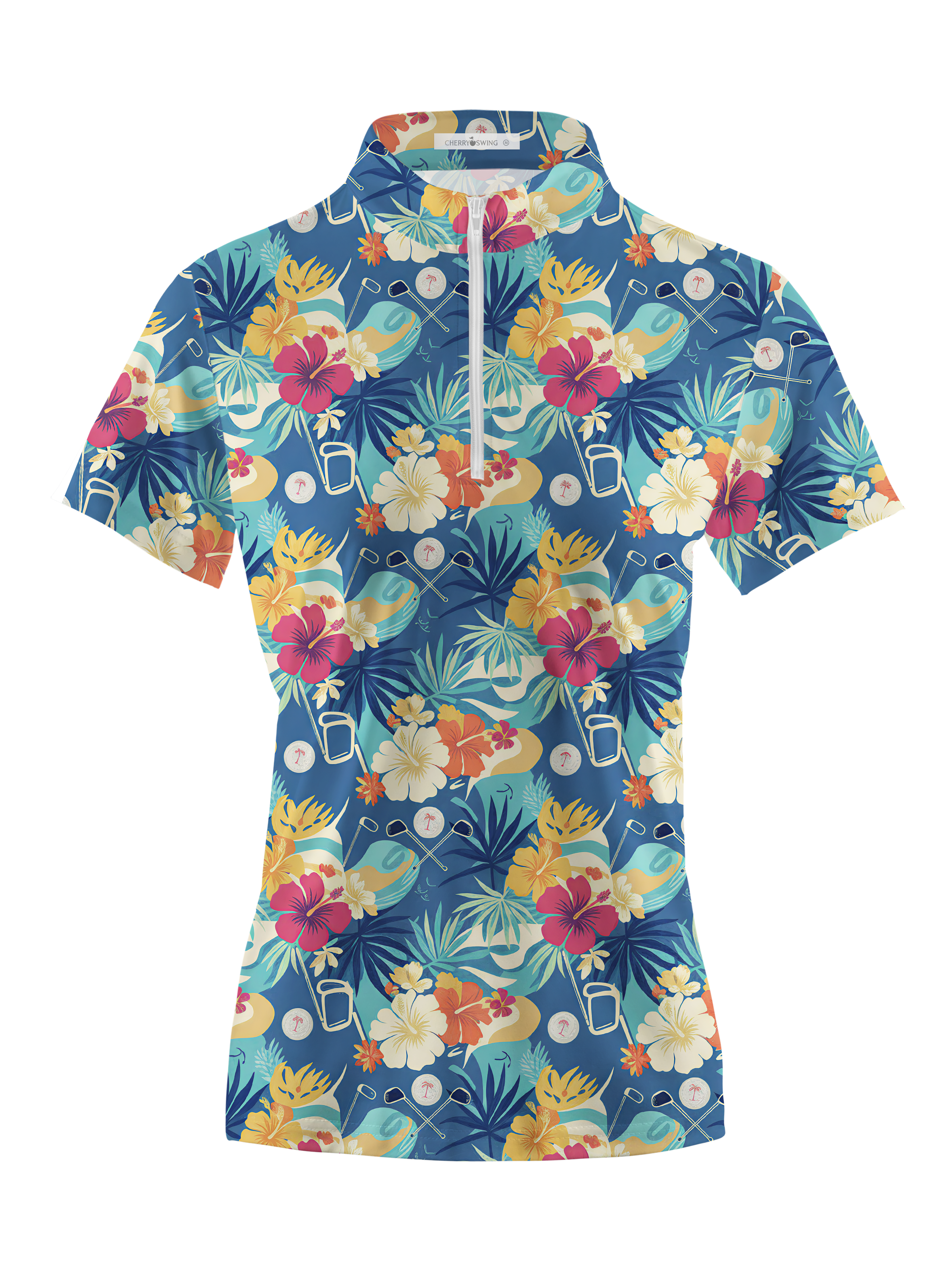 Cherryswing Women's Hawaiian Golf Floral Short Sleeve Polos