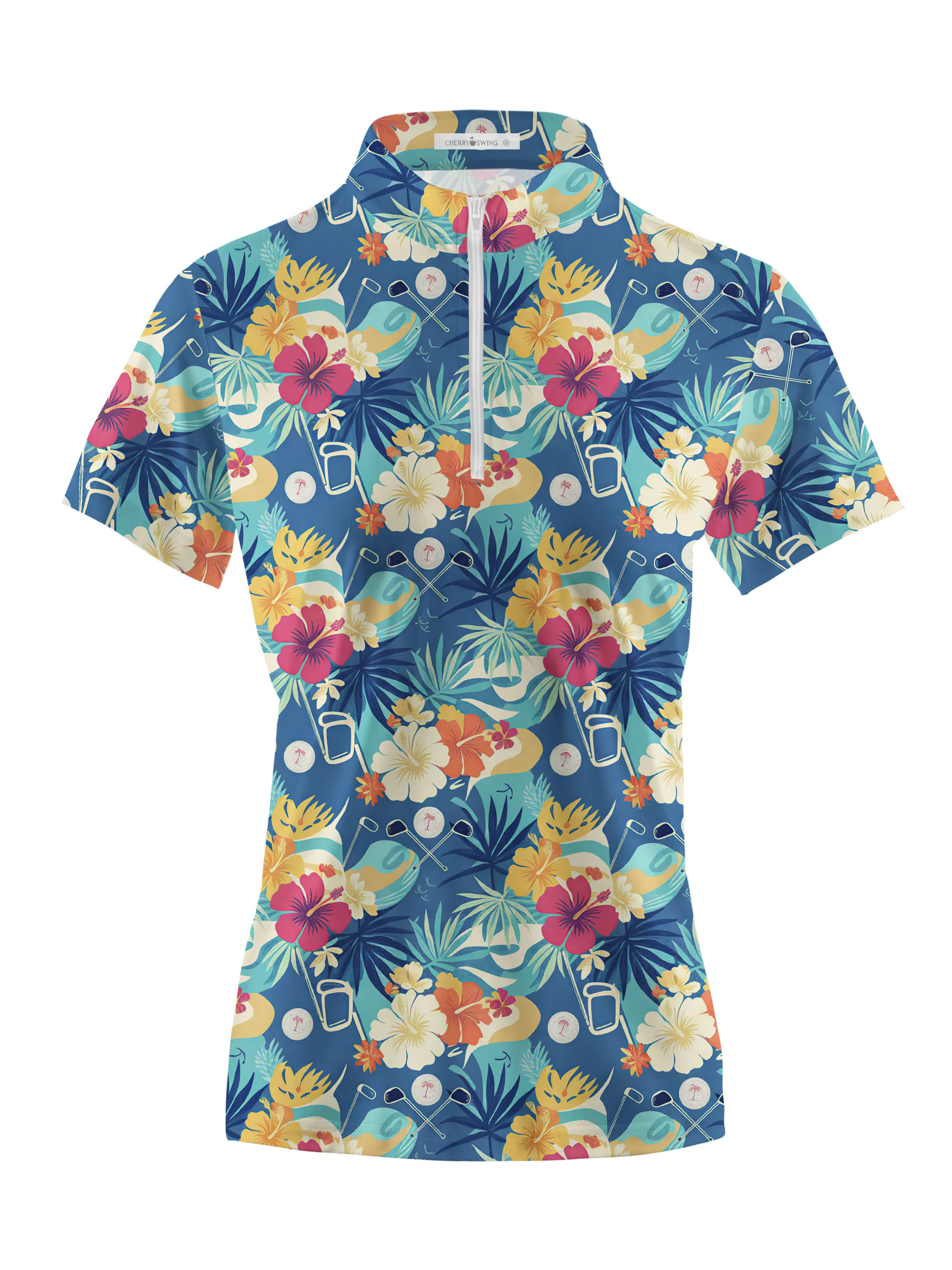 Cherryswing Women's Hawaiian Golf Floral Short Sleeve Polos
