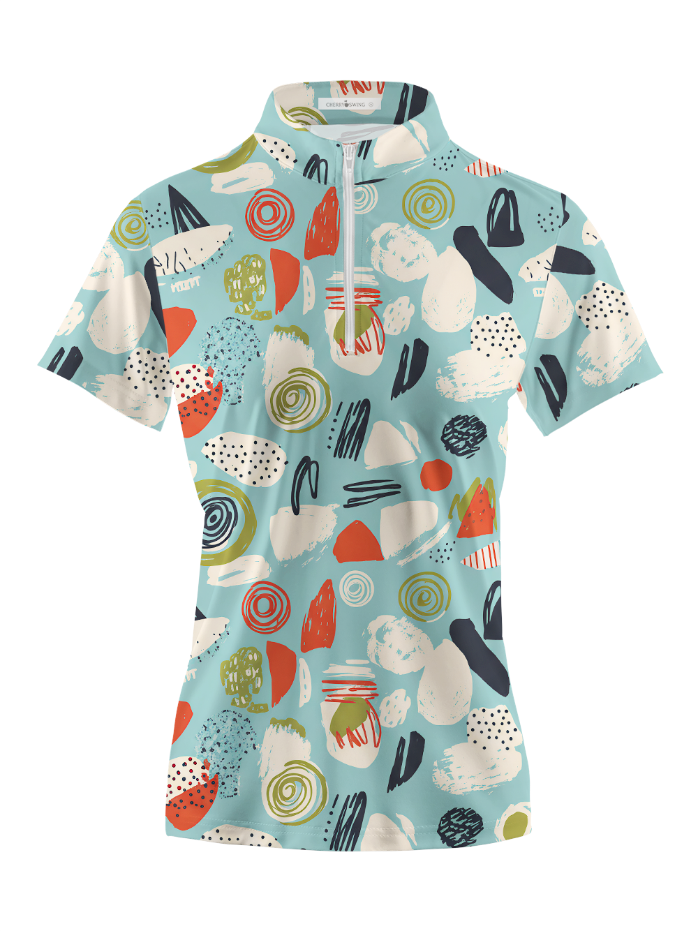 Cherryswing Women's Playful Strokes Short Sleeve Polos