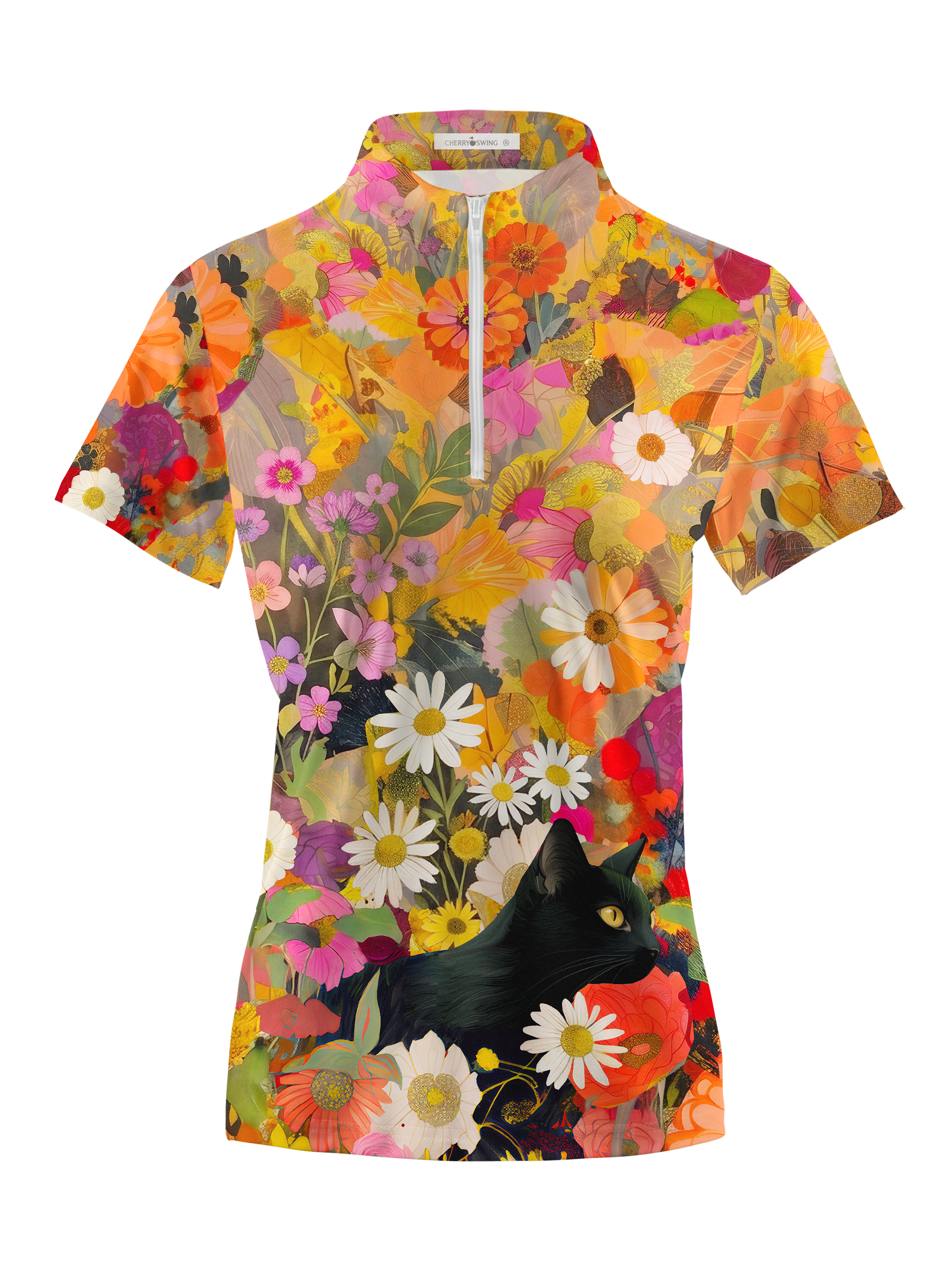 Cherryswing Women's Wild Whiskers Short Sleeve Polos