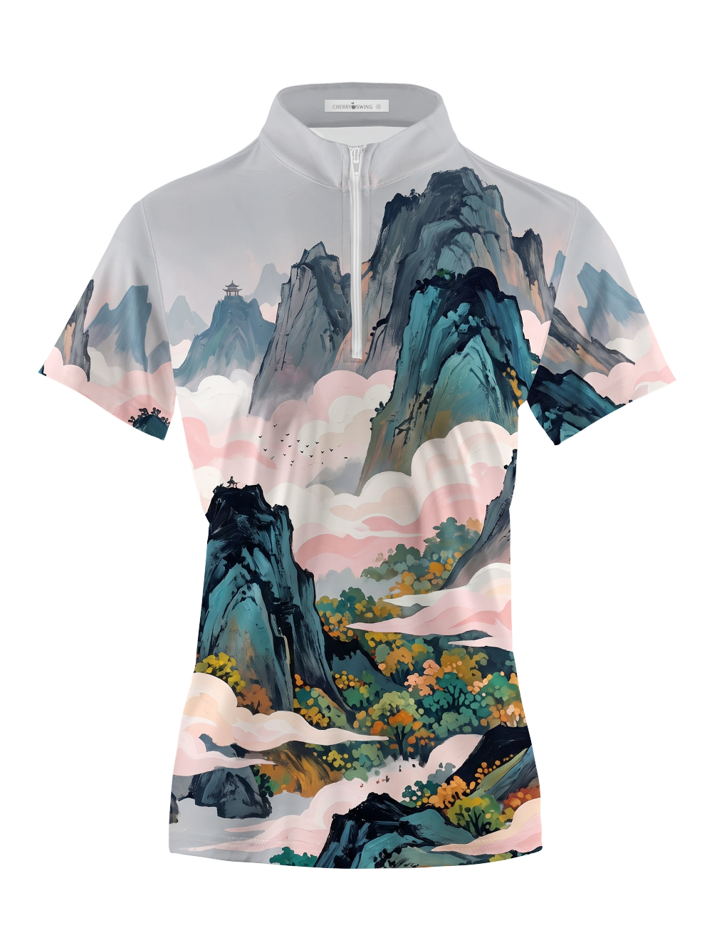 Cherryswing Women's Mist Mountain Short Sleeve Polos