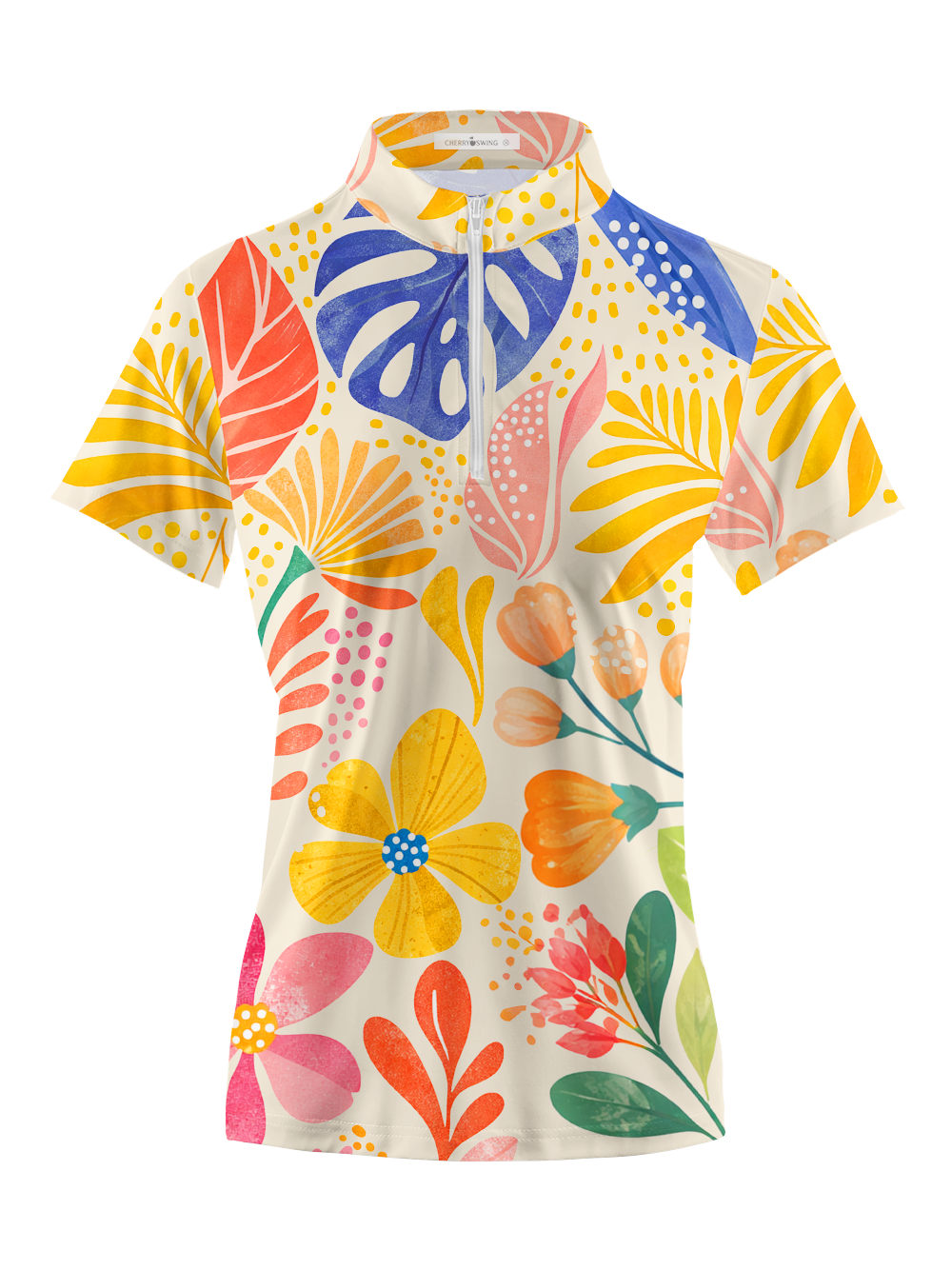 Cherryswing Women's Citrus Bloom Short Sleeve Polos