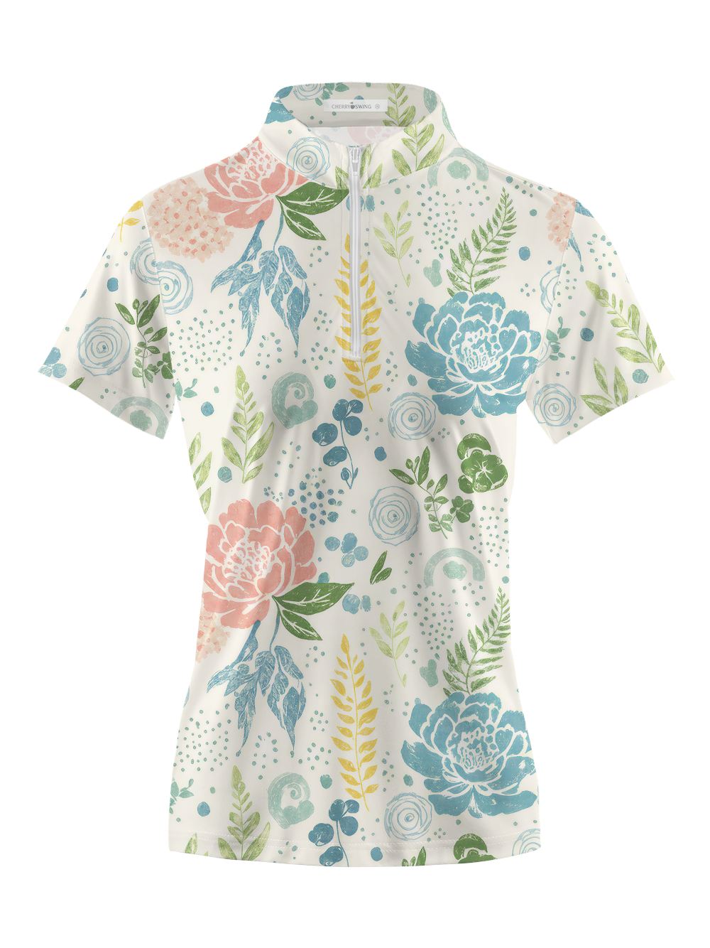 Cherryswing Women's Pastel Garden Short Sleeve Polos