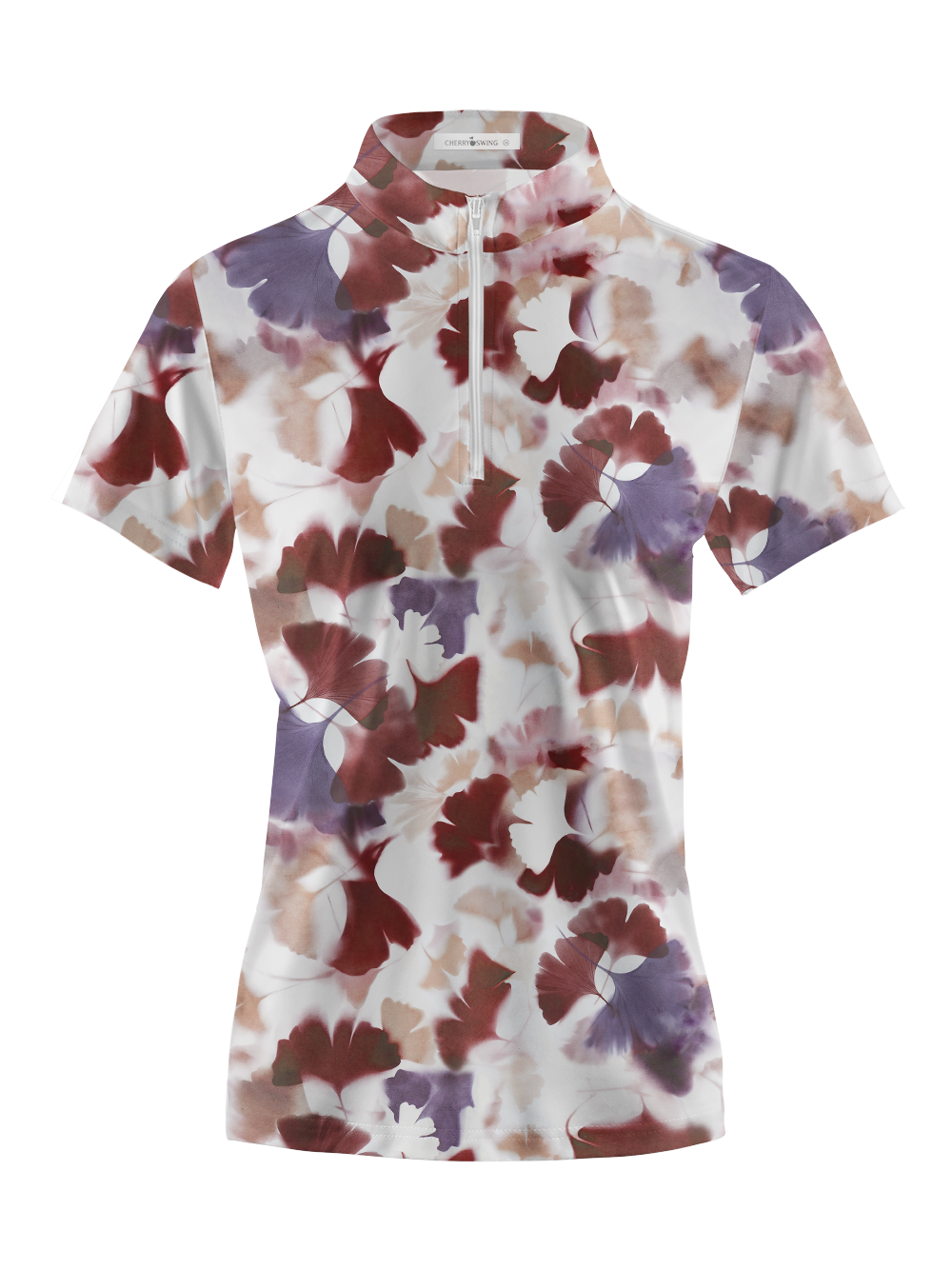 Cherryswing Women's Autumn Leaf Short Sleeve Polos