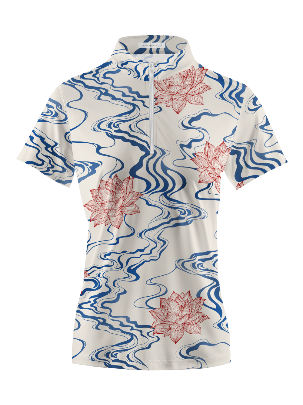 Cherryswing Women's Water Lily Short Sleeve Polos