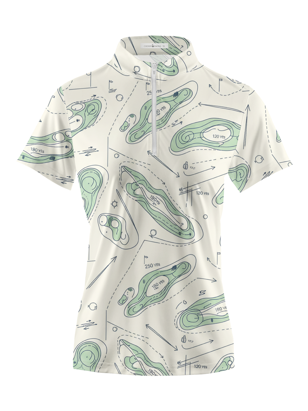 Cherryswing Women's Fairway Cartography Short Sleeve Polos