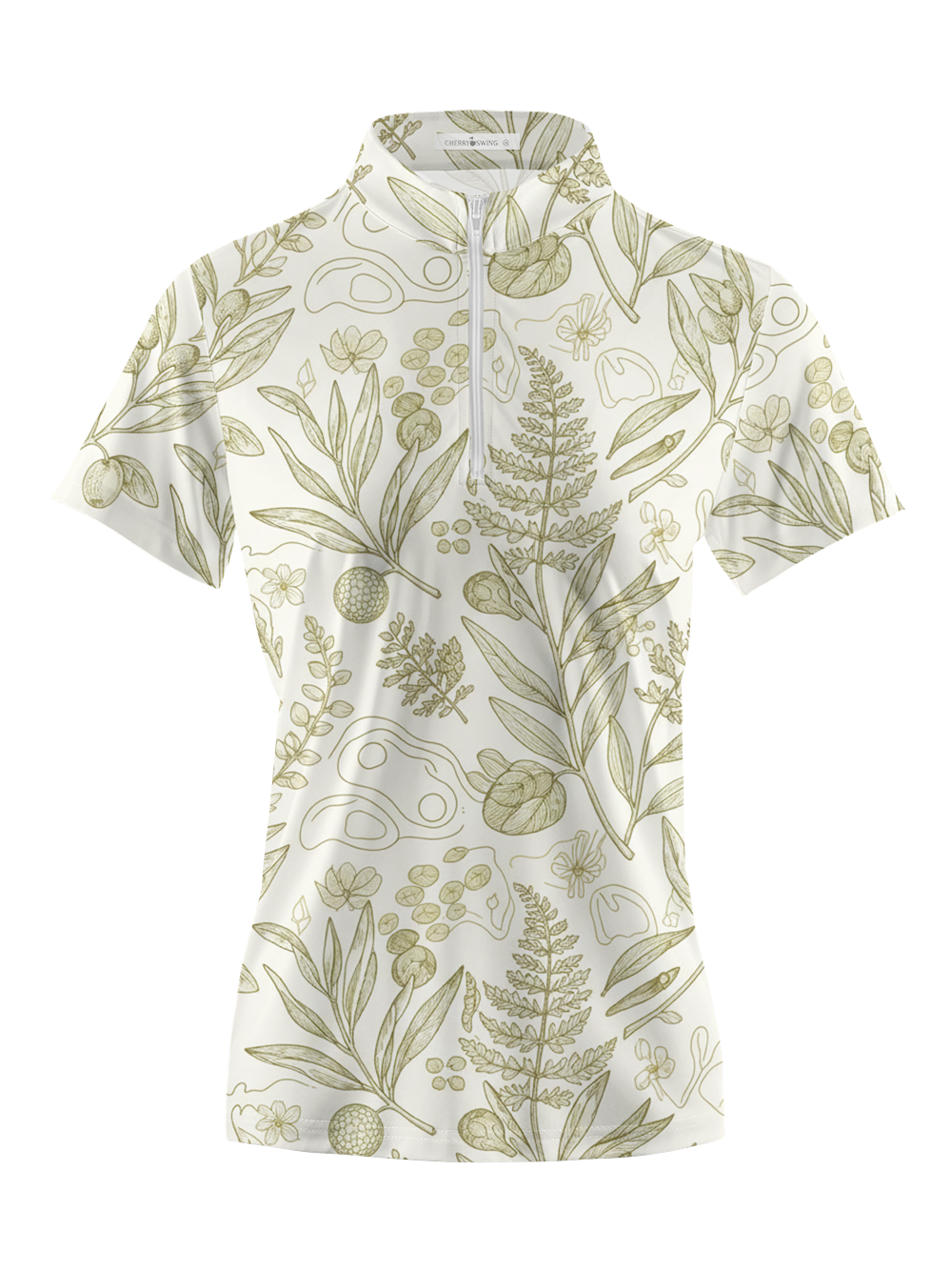 Cherryswing Women's Green Botanica Short Sleeve Polos