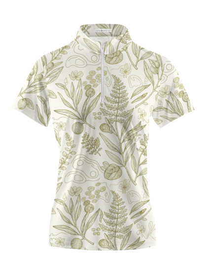 Cherryswing Women's Green Botanica Short Sleeve Polos