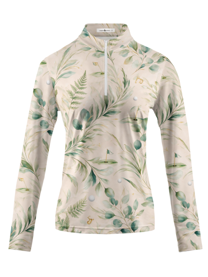 Cherryswing Women's Eucalyptus Green Links Long Sleeve Golf Shirt
