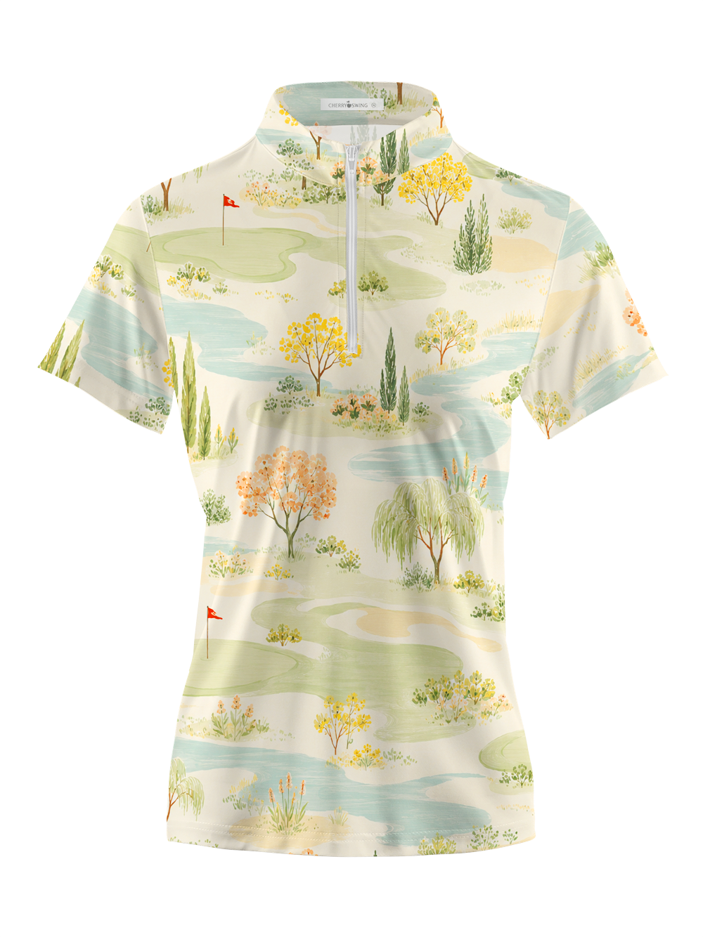Cherryswing Women's Watercolor Fairway Short Sleeve Golf Shirt
