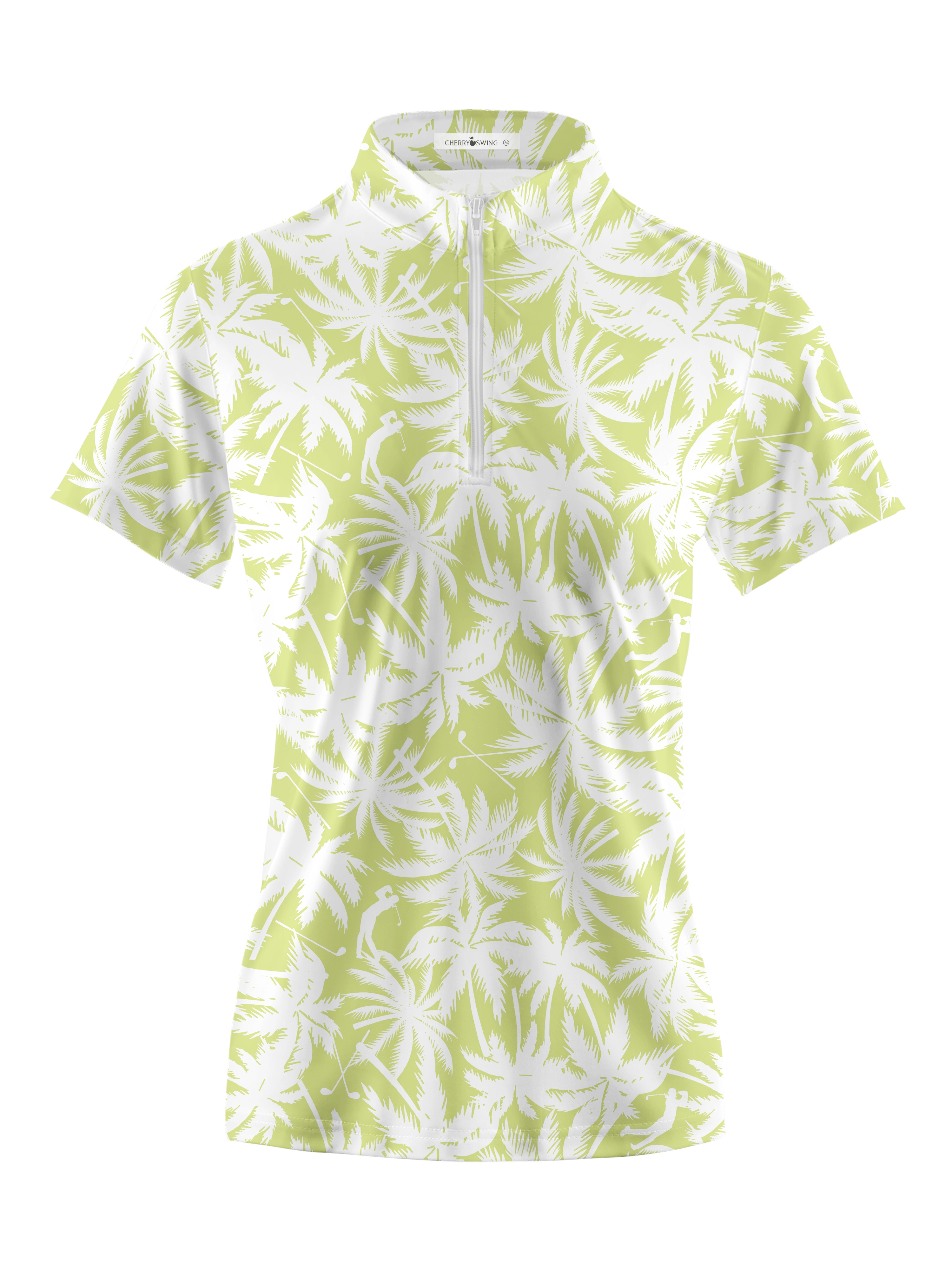 Cherryswing Women's Coconut Tree Print Golf Short Sleeve Polo Shirt