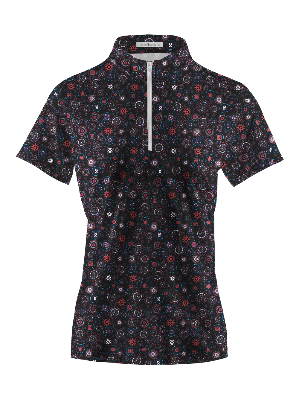 Cherryswing Women's Medallion Mosaic Short Sleeve Golf Shirt