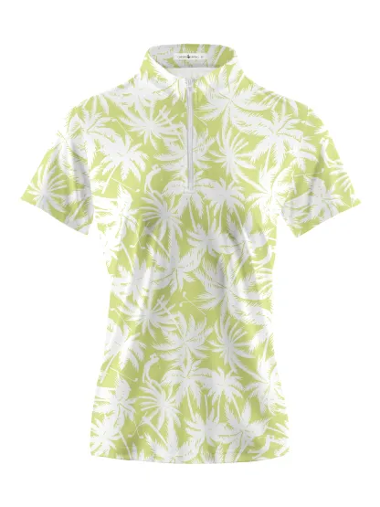 Cherryswing Women's Coconut Tree Print Golf Short Sleeve Polo Shirt